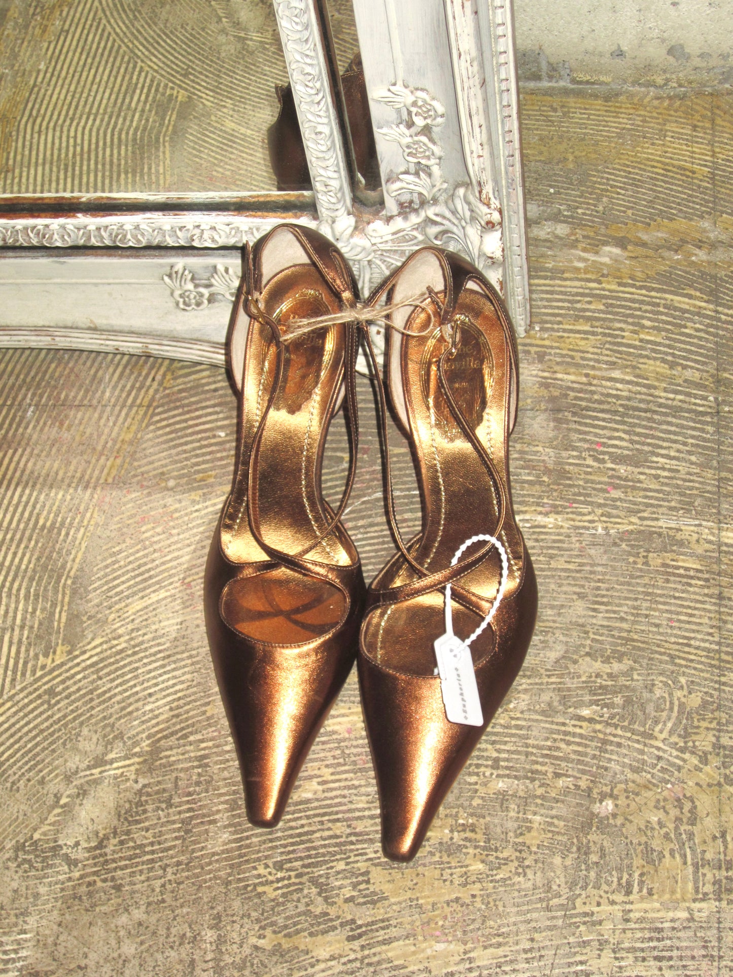 Rene Caovilla Italian bronze strap heel