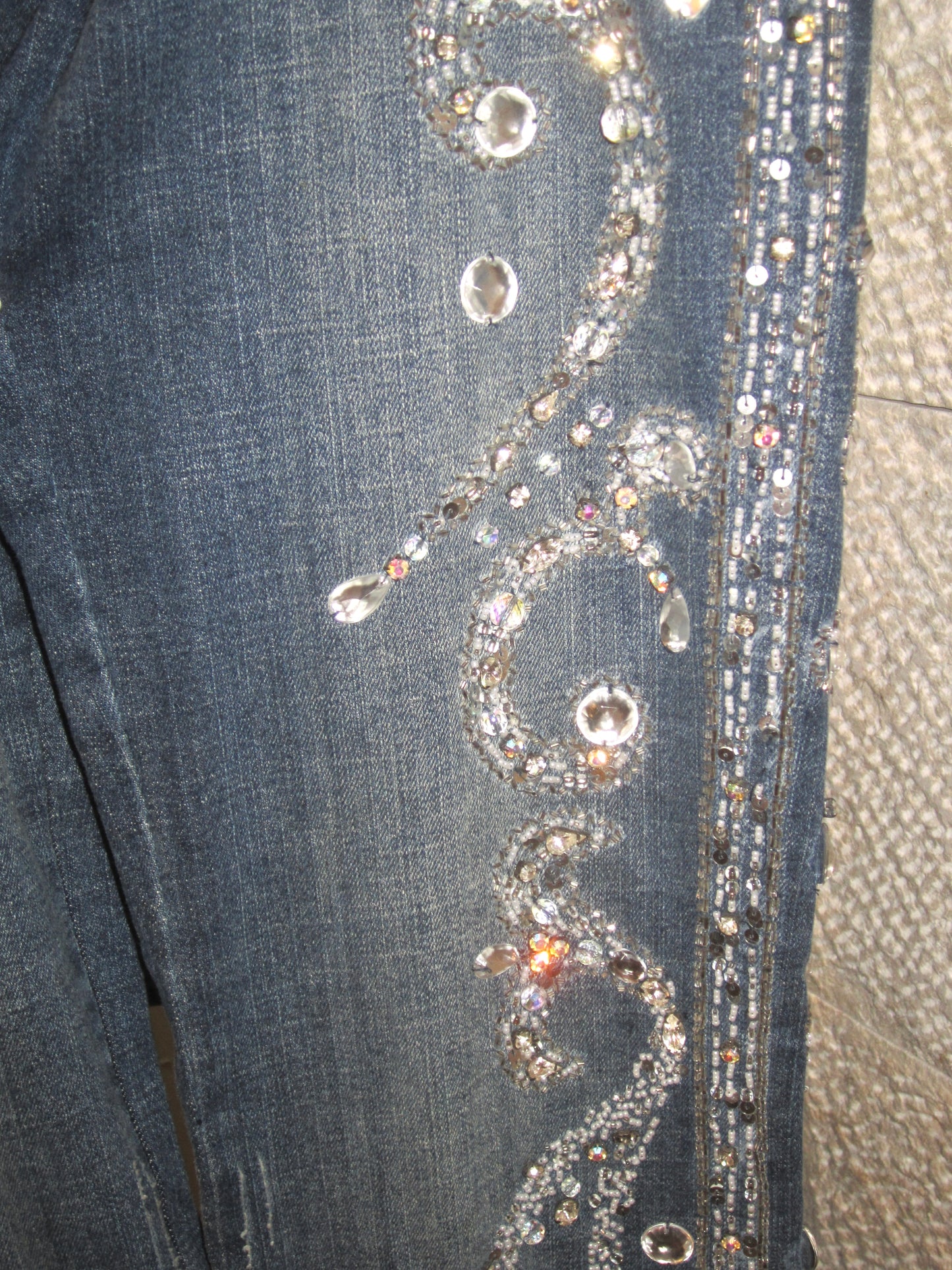 00s Swarovski diamonds snow denim