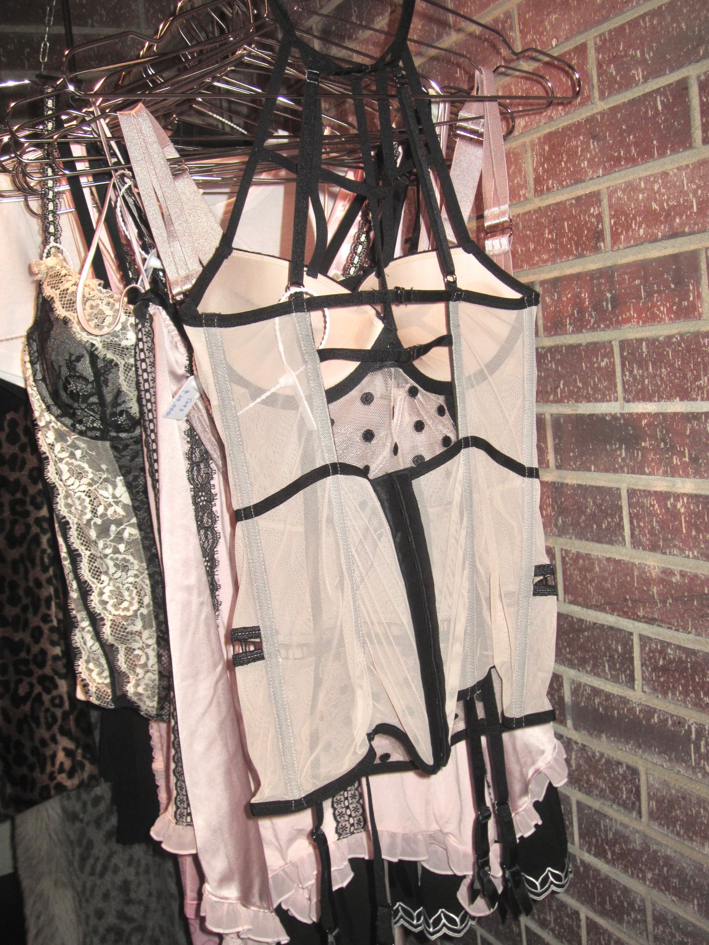 00s VS black polka dot bustier