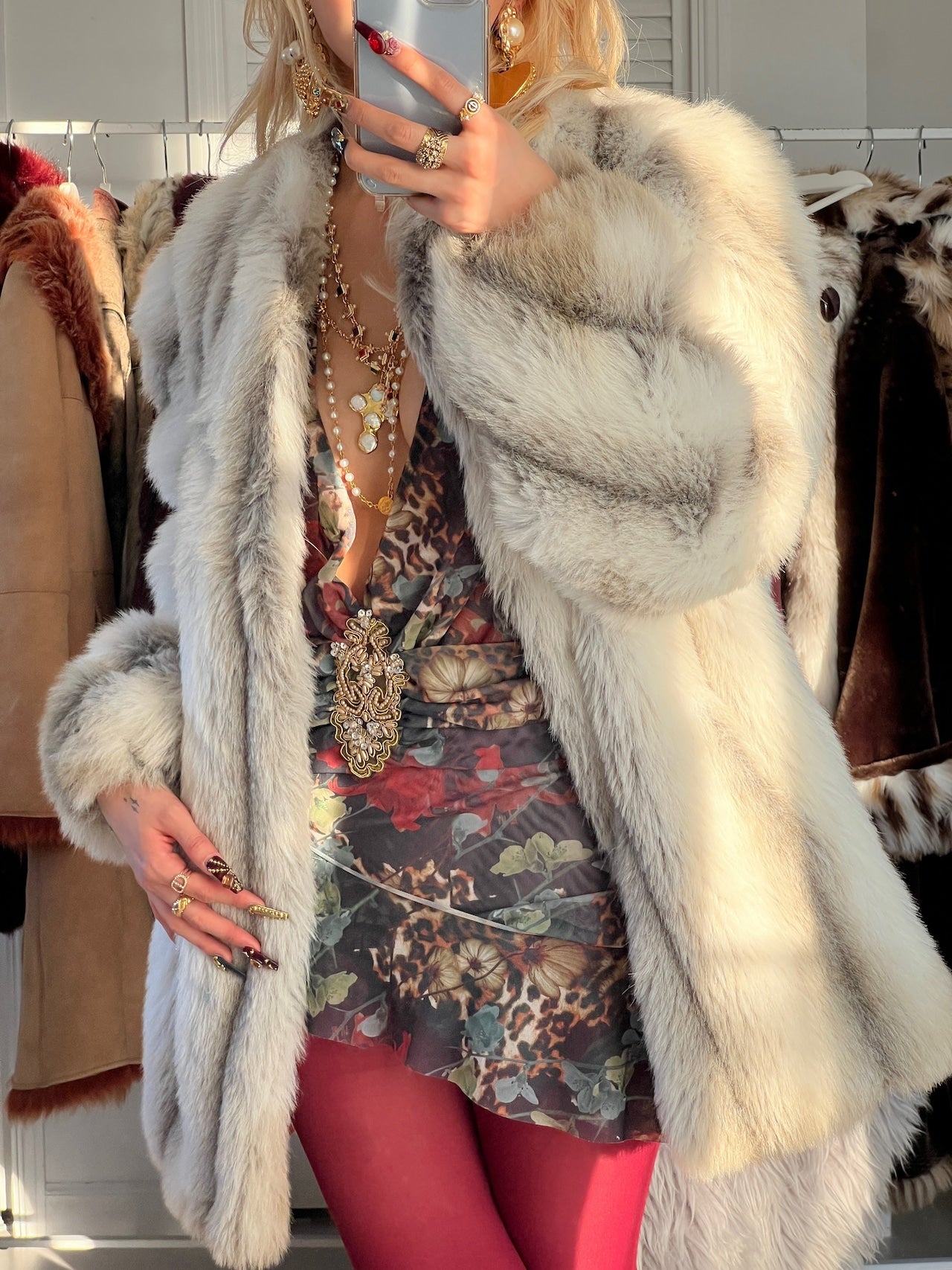 Vintage classic Holiday faux fur coat