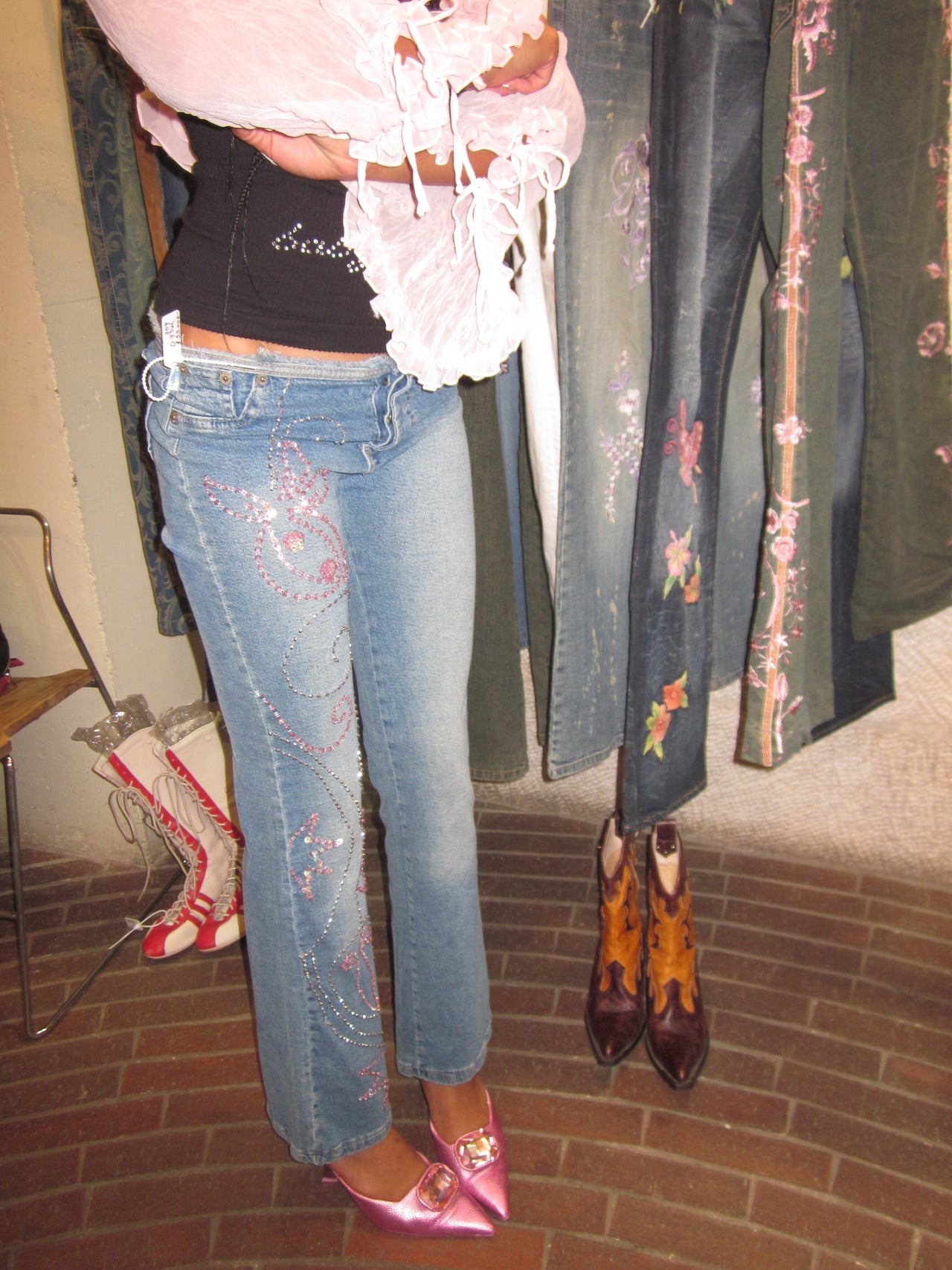 Vintage 00s angels sequin denim