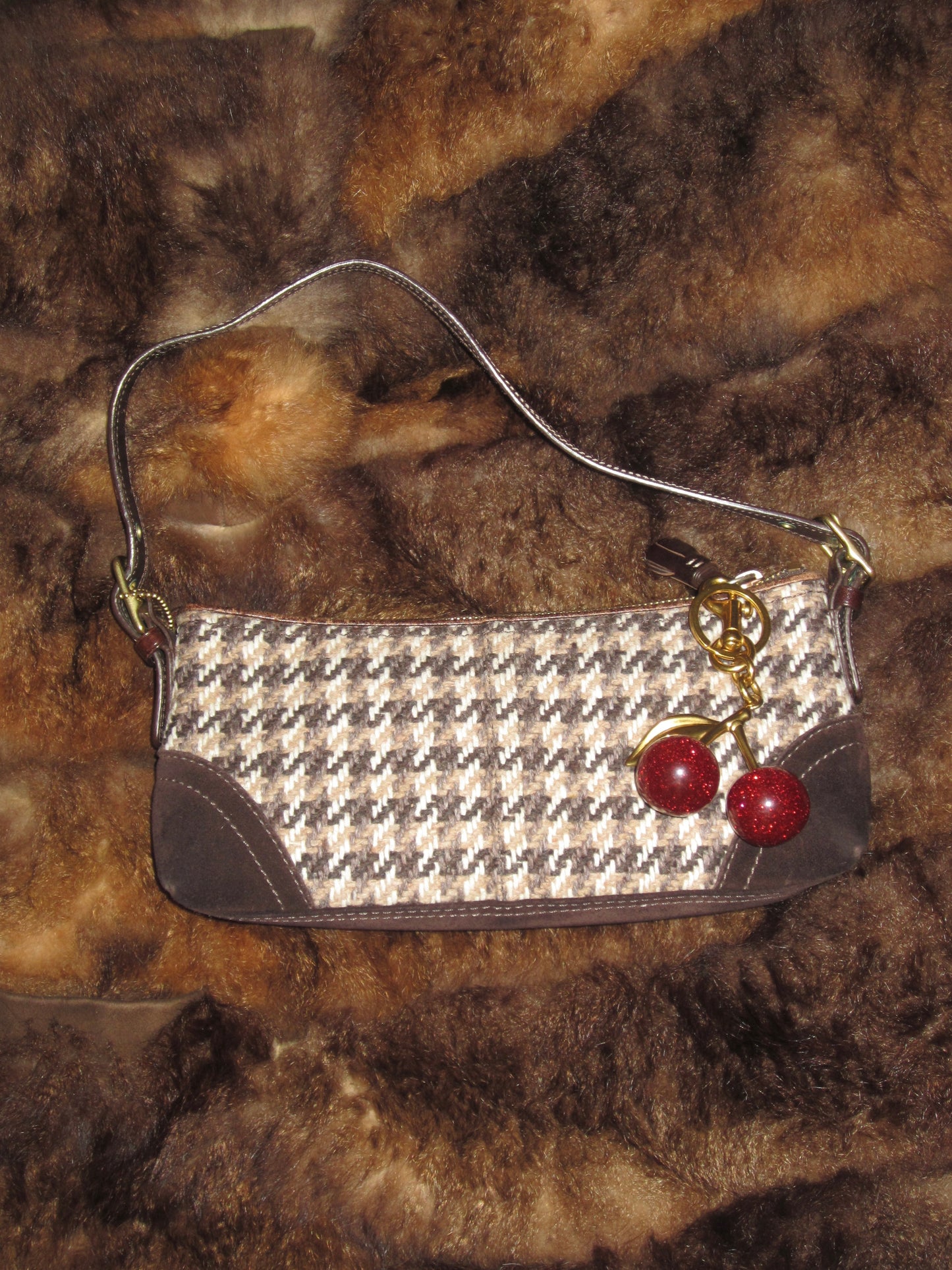 Old coach brown kilting handbag