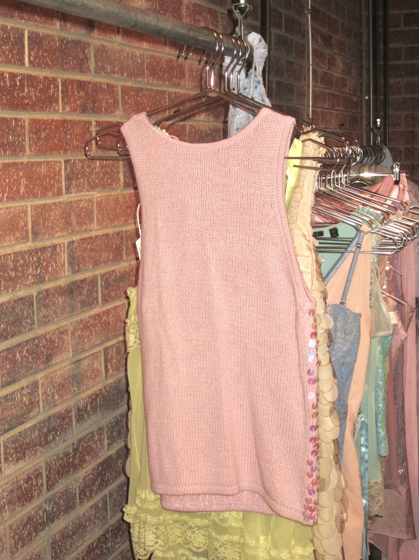 00s pink sequin knit tank