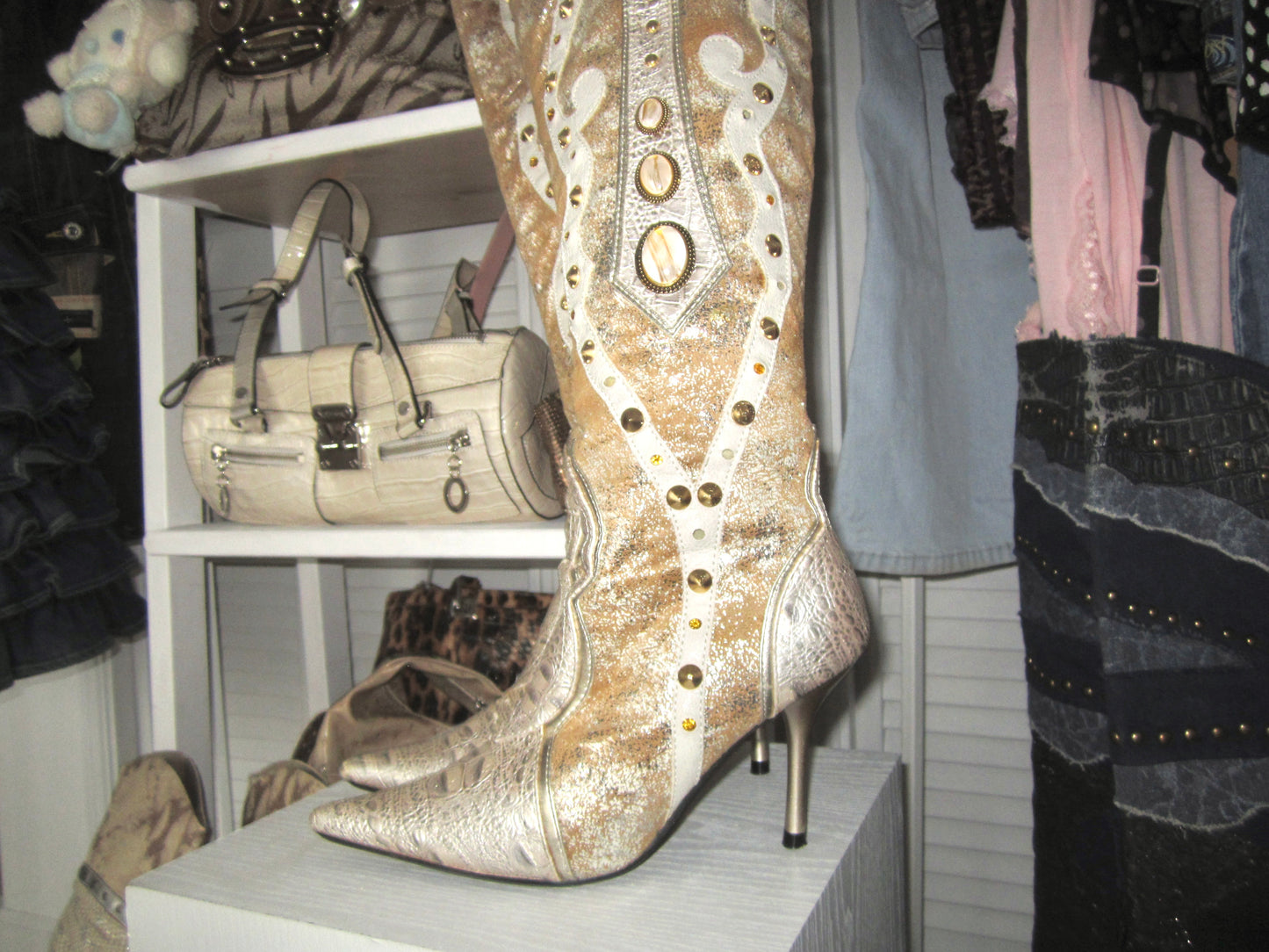 vintage Lollipop Y2K tan knee high boots