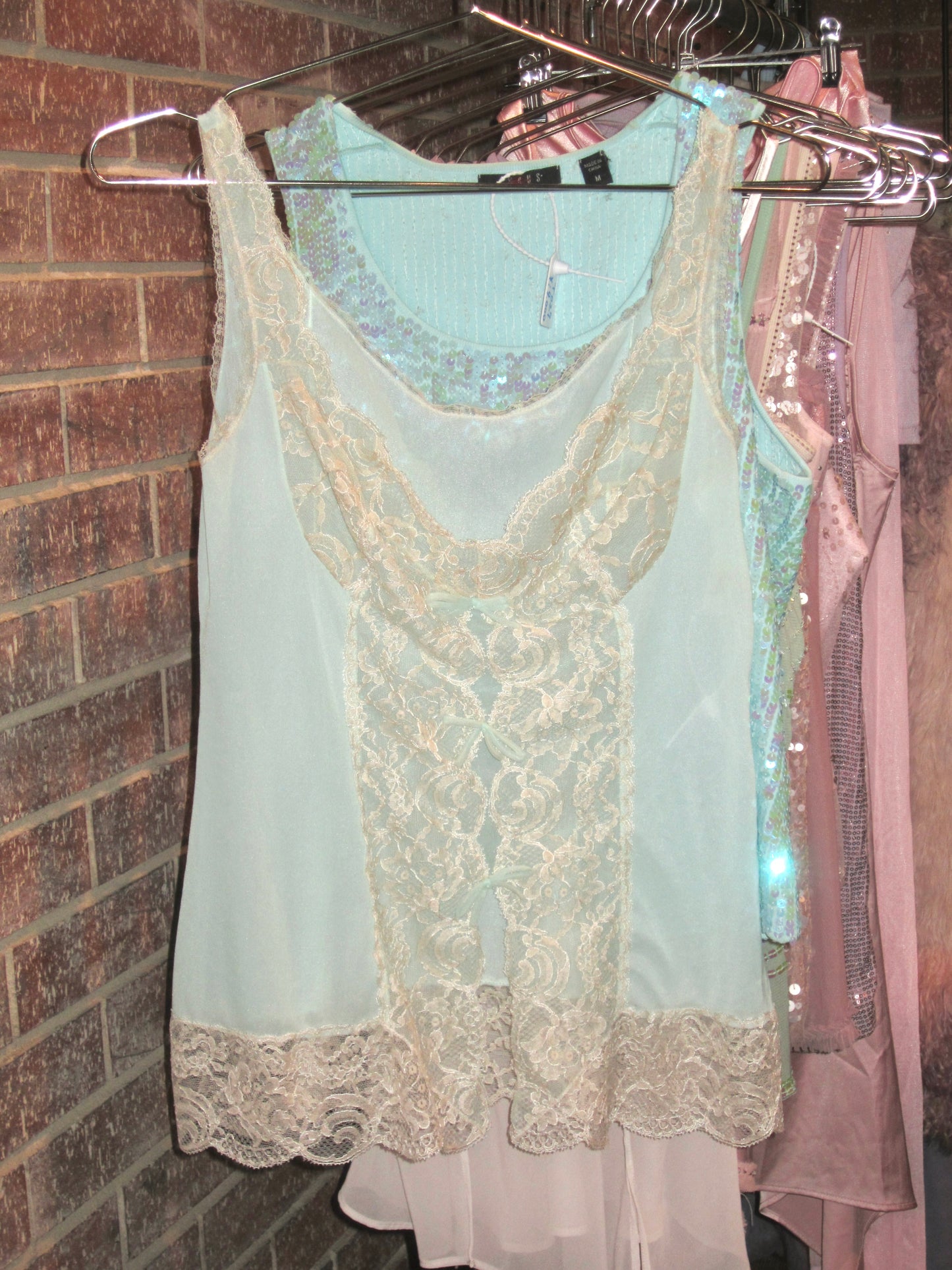 Vintage 90s Vassarette Baby blue lace tops