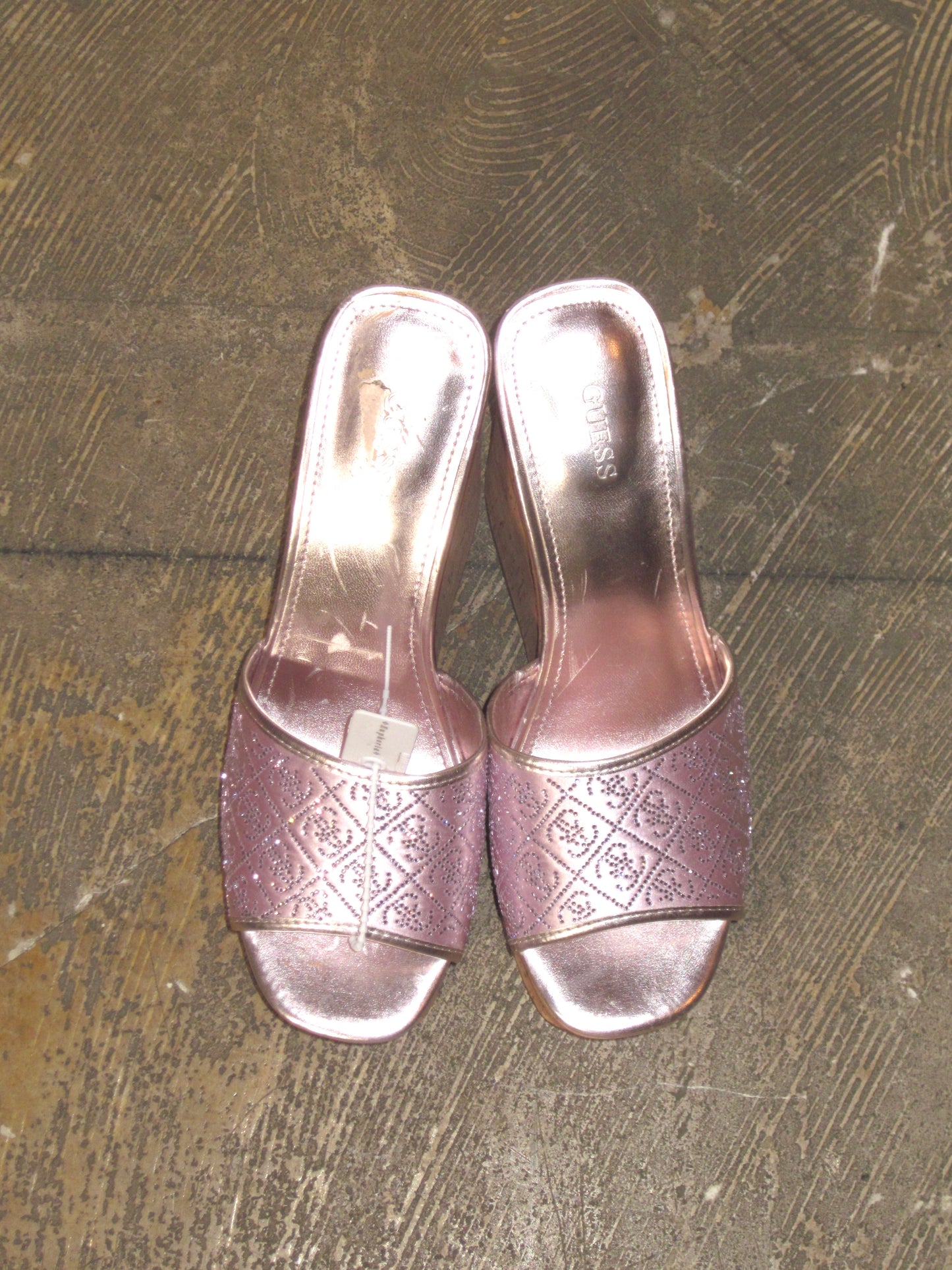 00s guess glitter metallic wedge sole
