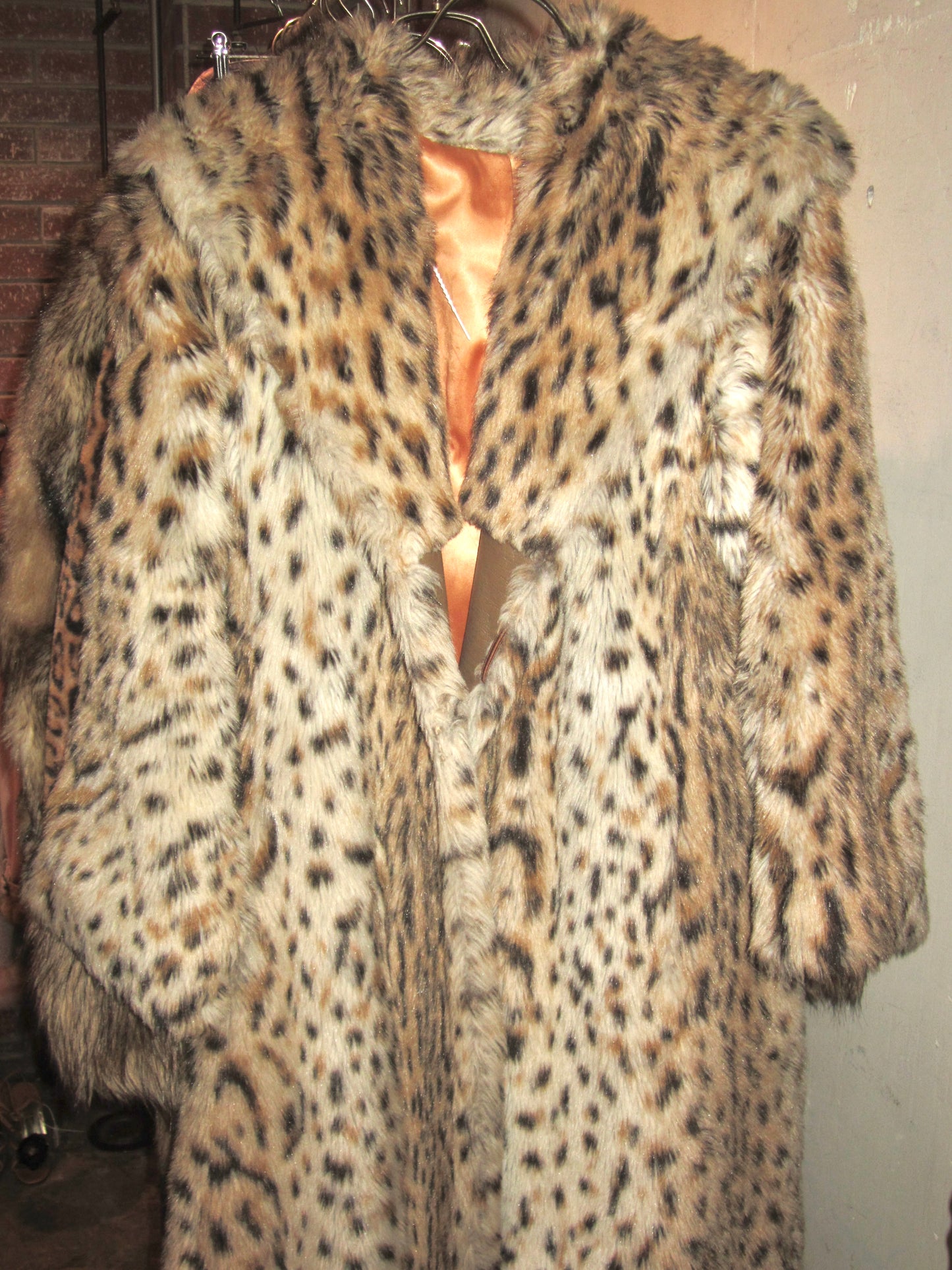 The wild cat vintage long faux fur coat