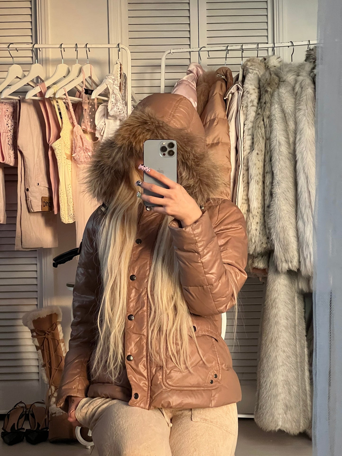 Burberry chocolate puffer down jacket