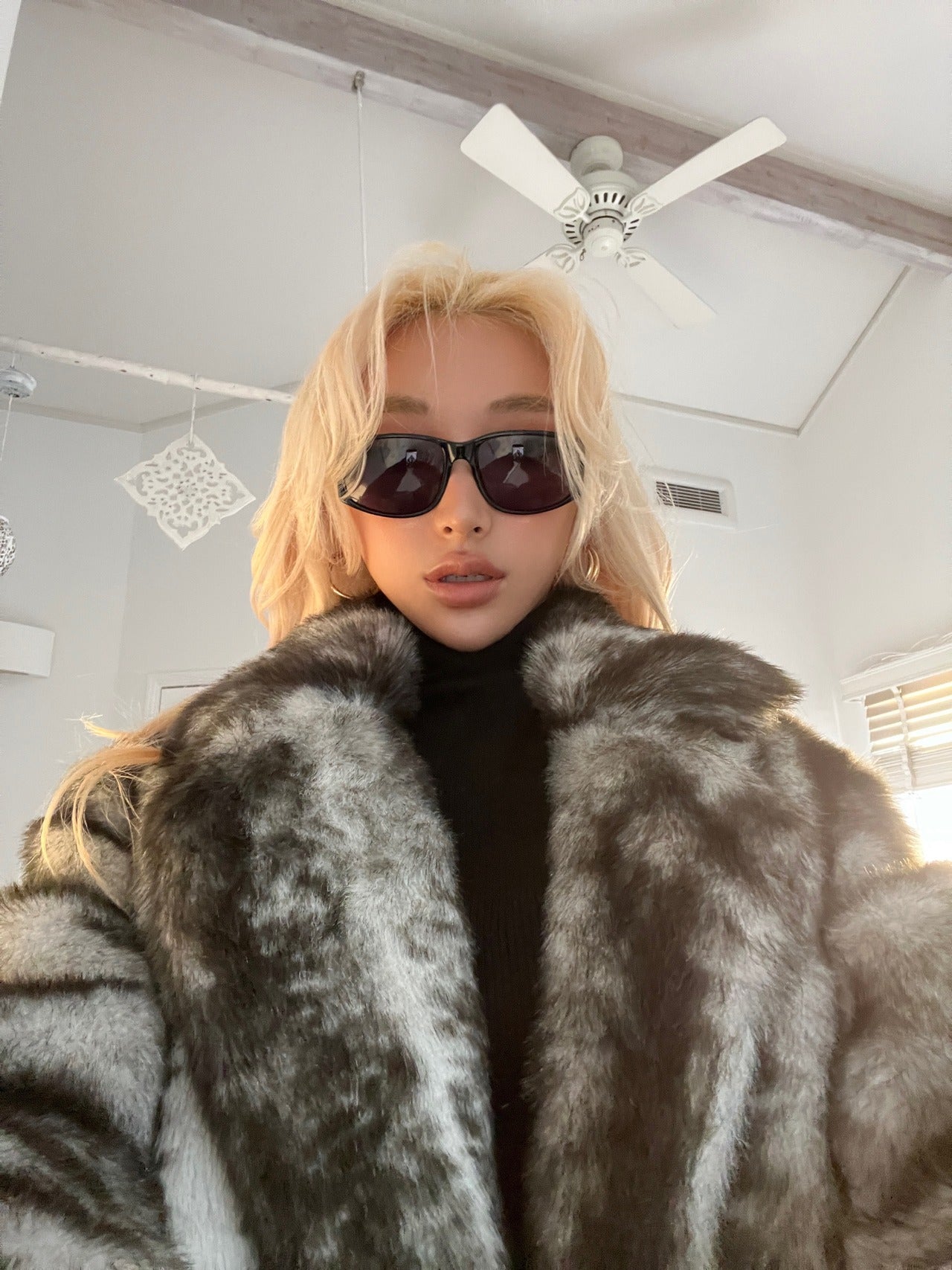 Exclusive black bear faux fur coat