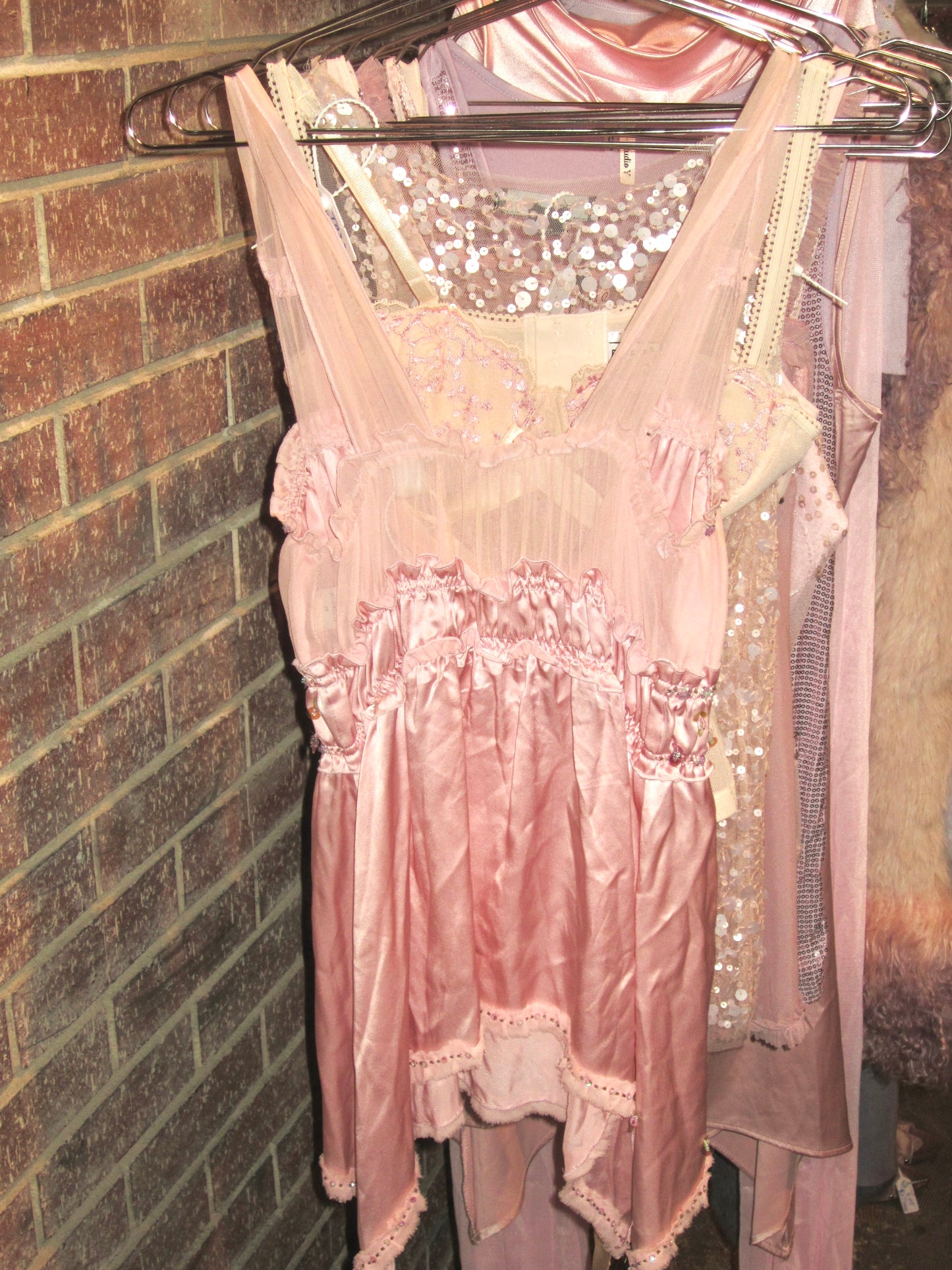 00s vintage exclusive pink silk fairy tank top