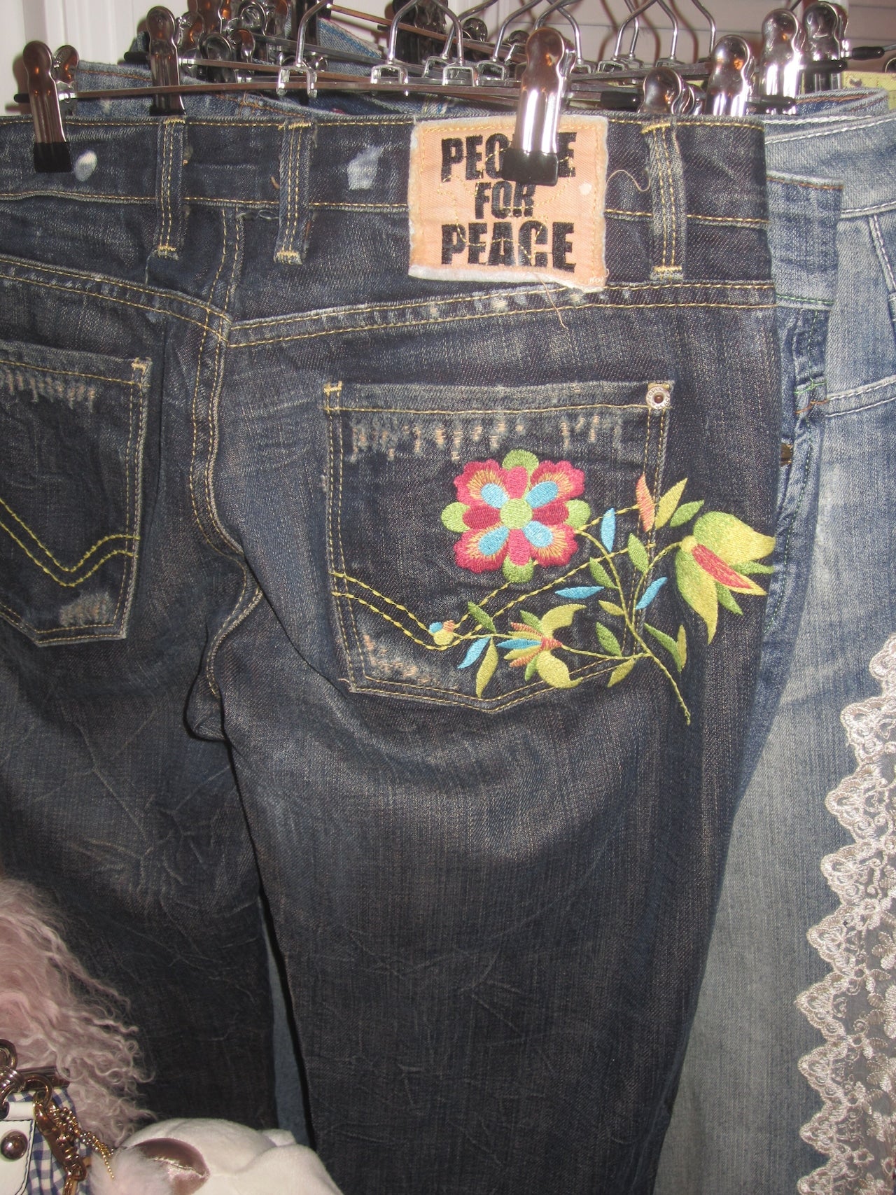 Y2K flower embroidered denim