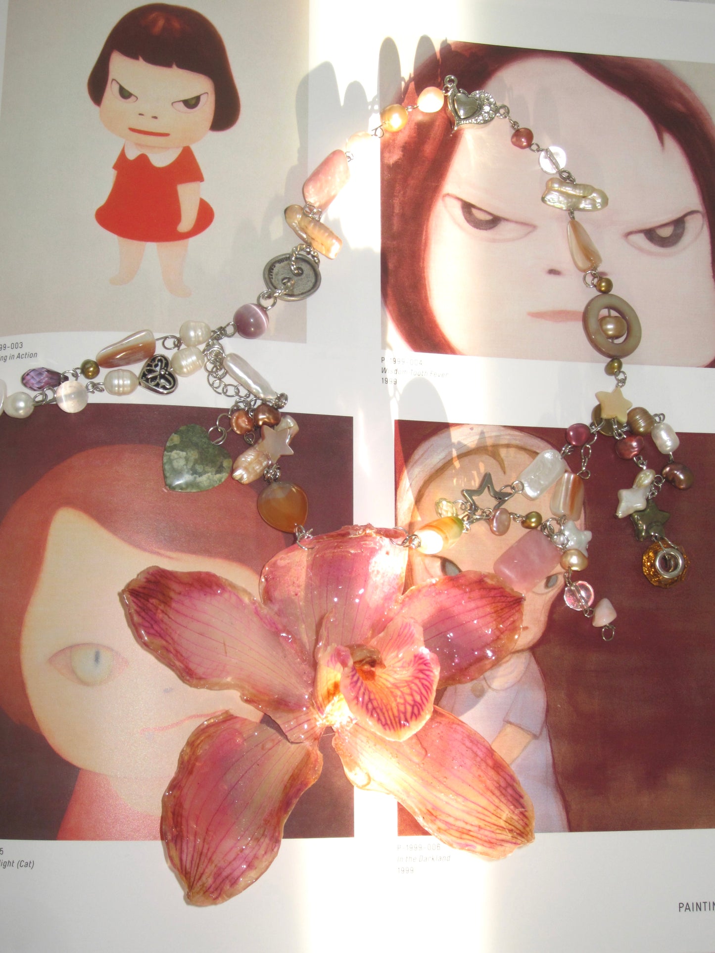 “Apricot butter” handmade real flower necklace