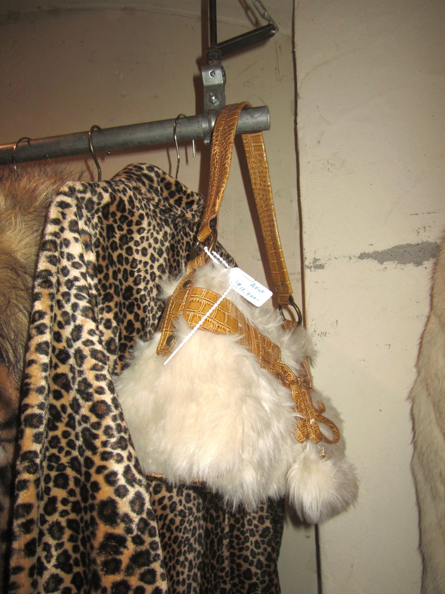 Faux fur croc shoulder bag