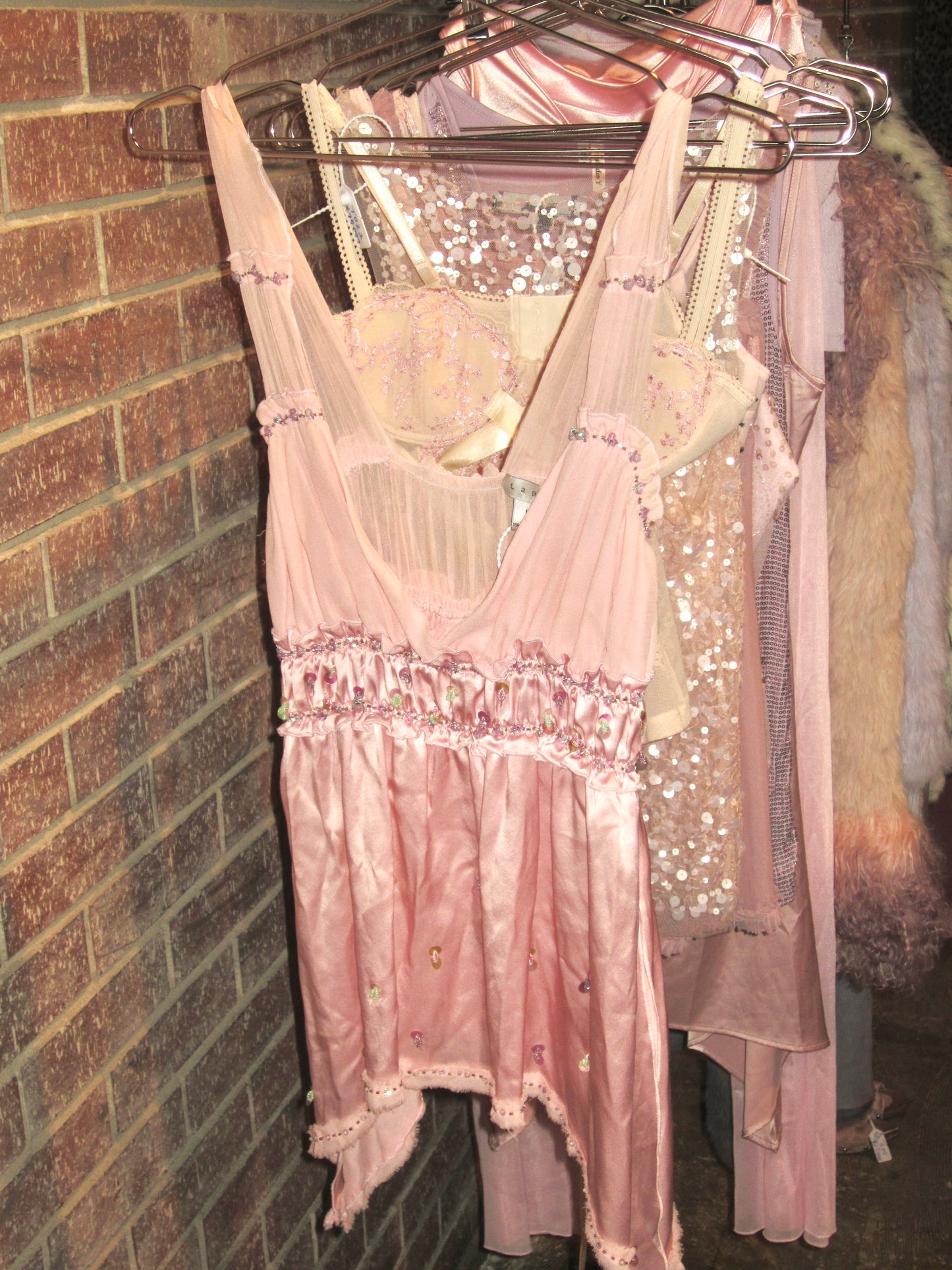 00s vintage exclusive pink silk fairy tank top