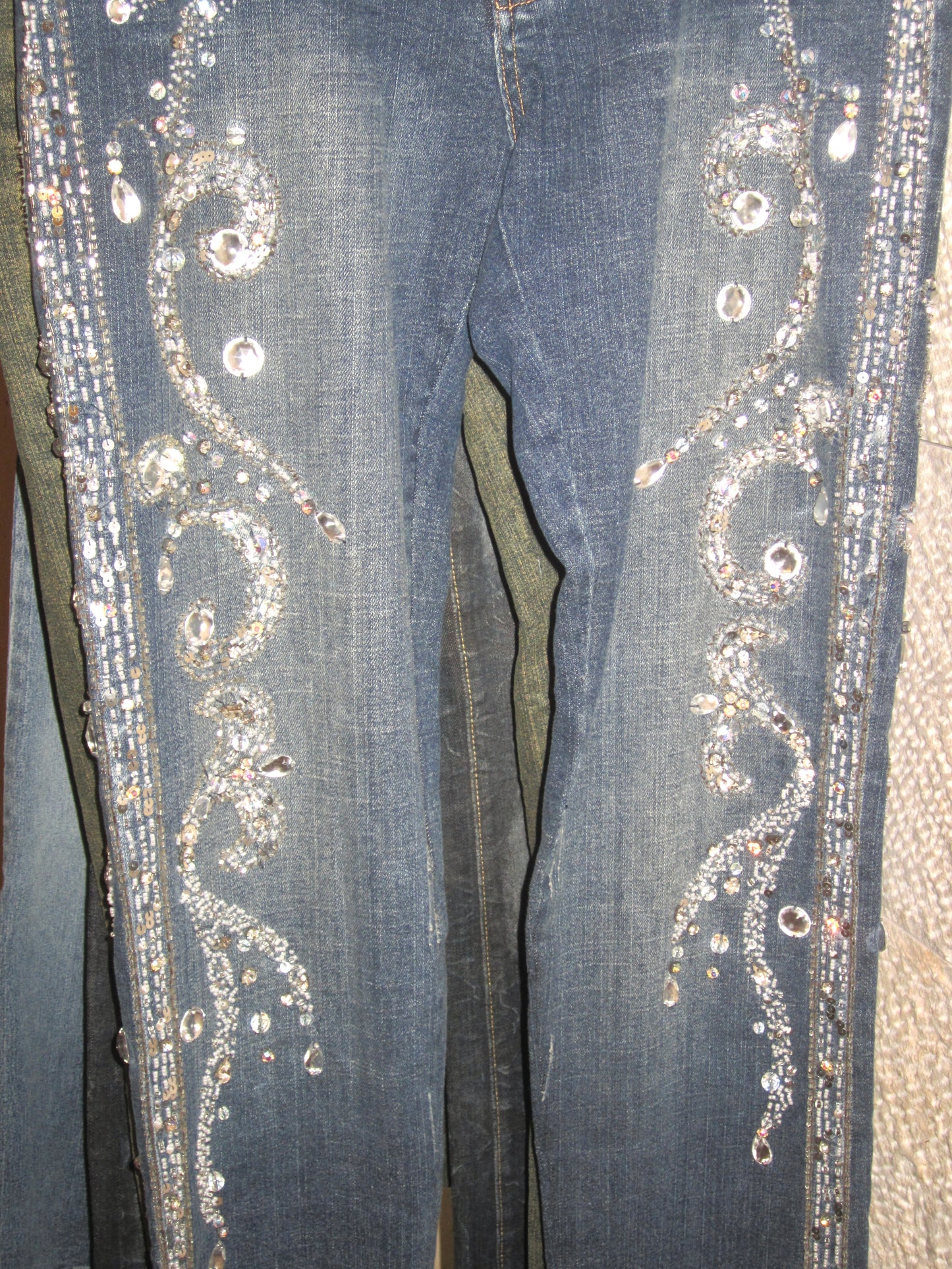 00s Swarovski diamonds snow denim