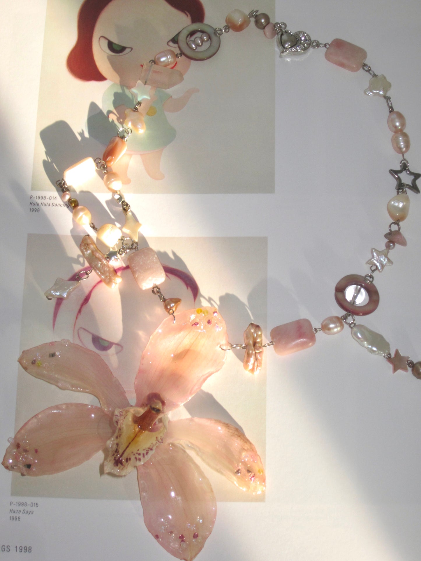 “Peach juice” handmade real flower necklace