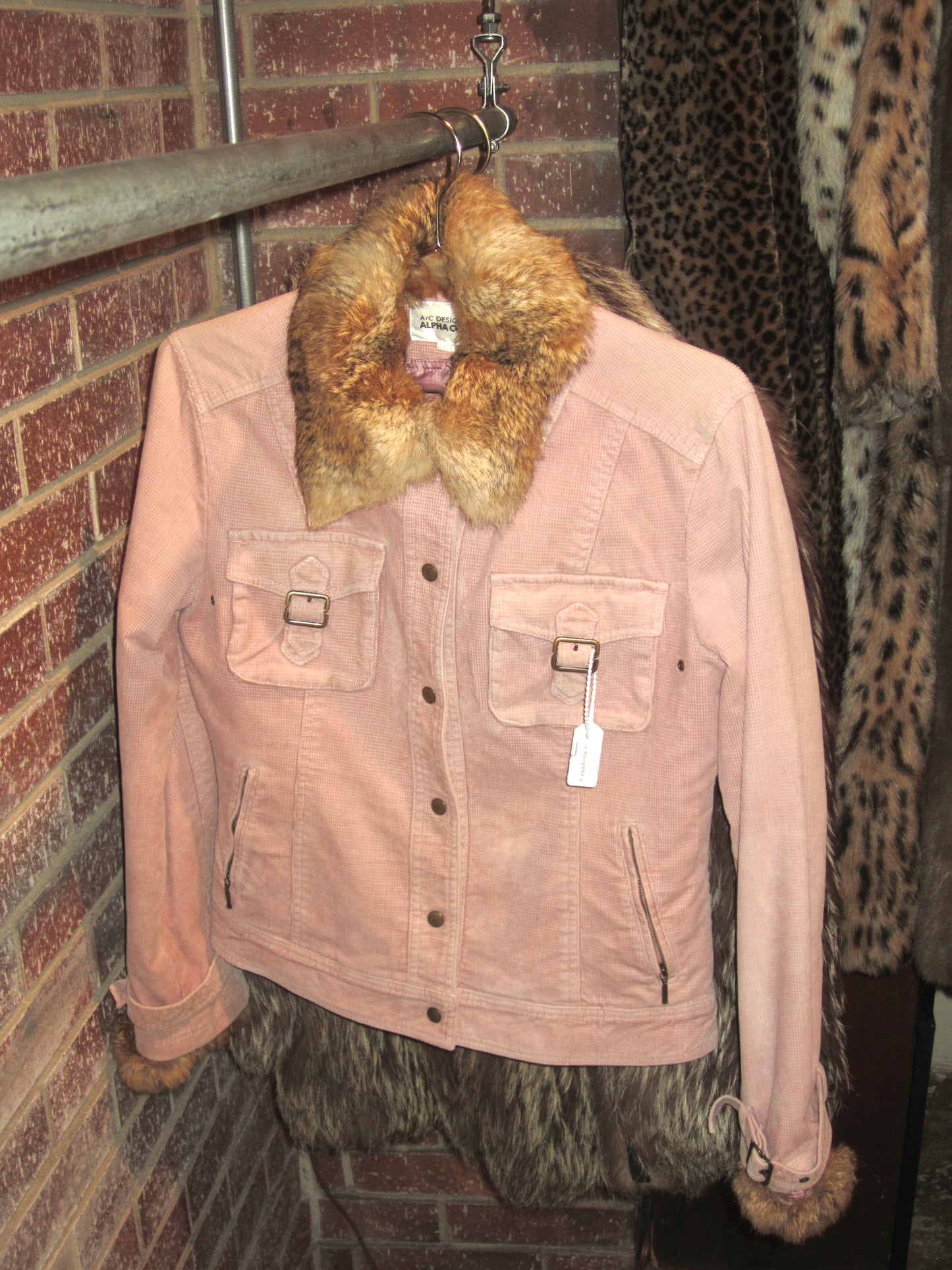 00s dusty pink fur jacket