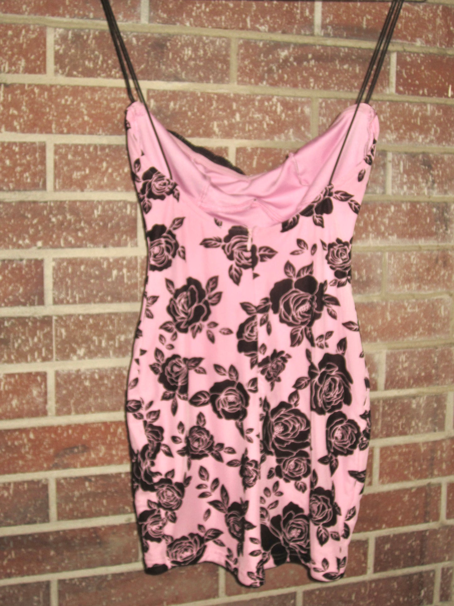 Pink floral goth rose mini dress