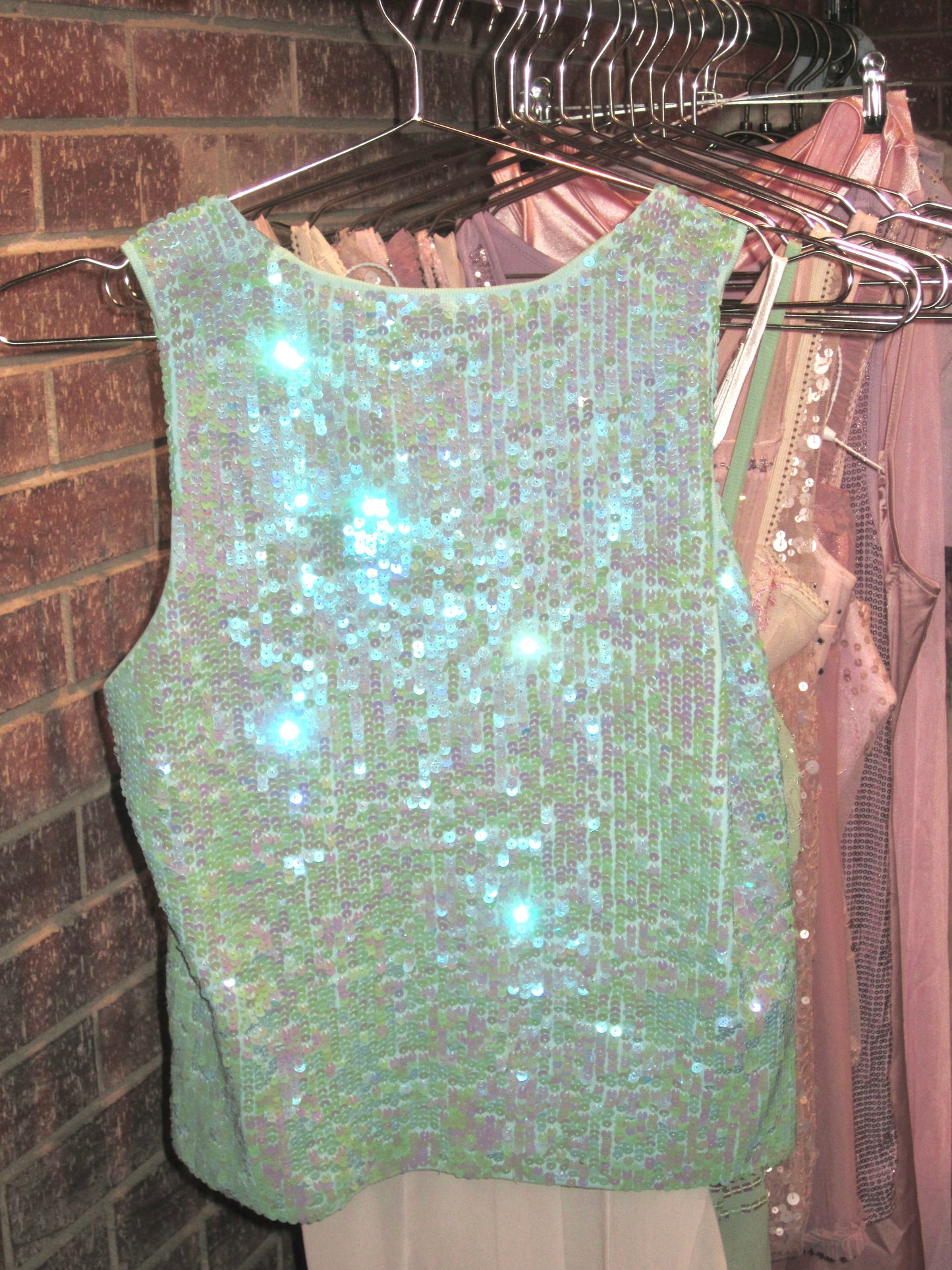 00s US vintage turquoise sequin tank