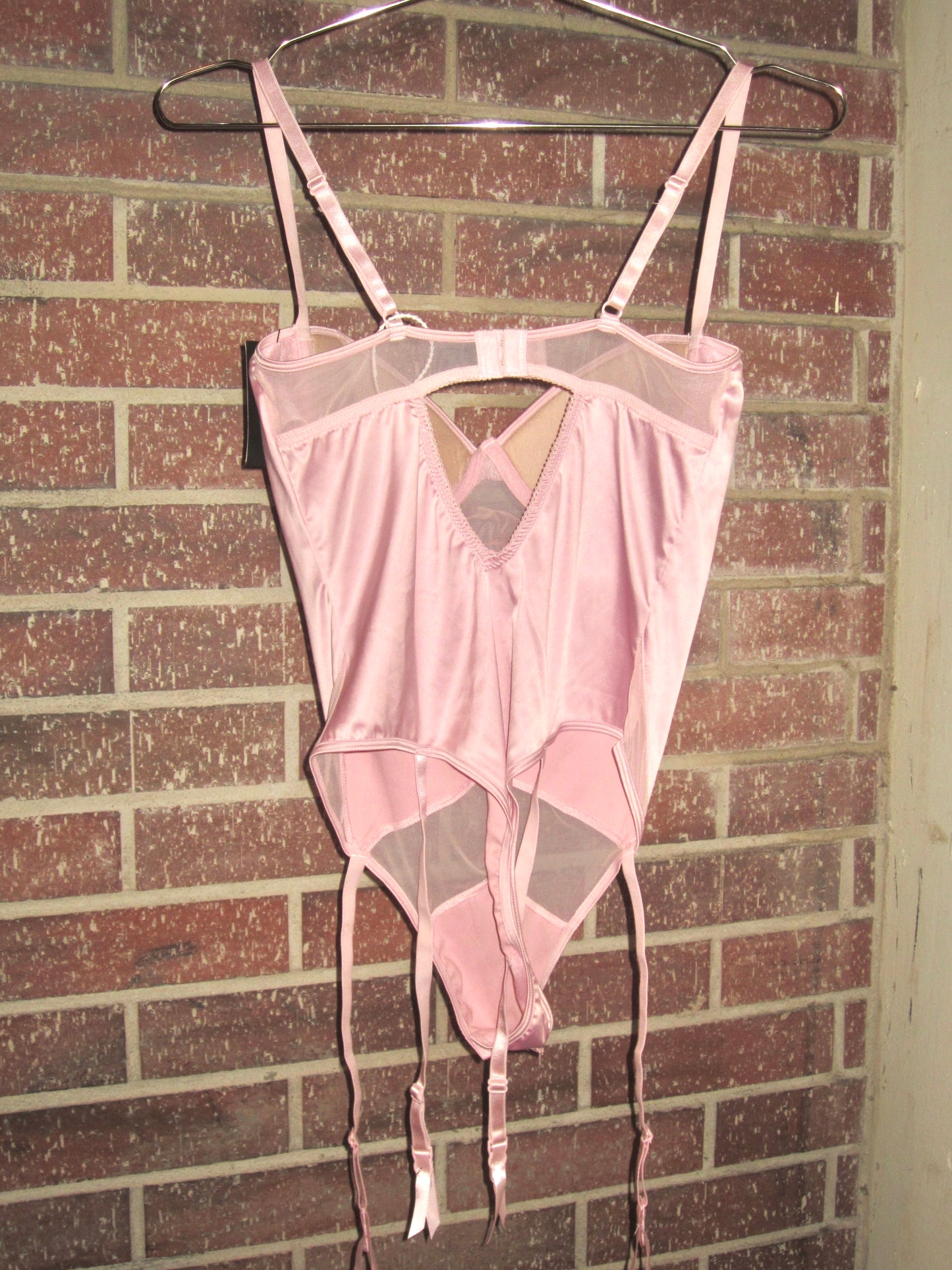 00s US satin pink bodysuit corset
