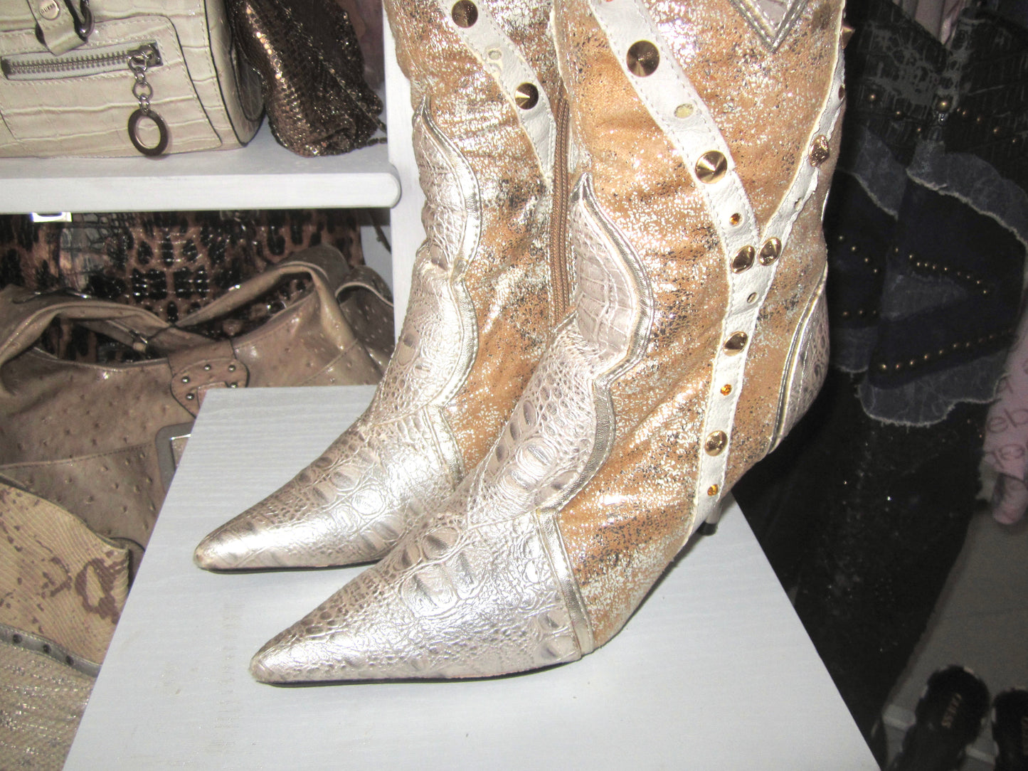 vintage Lollipop Y2K tan knee high boots