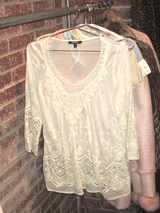 Cotton sheer lace mini dress