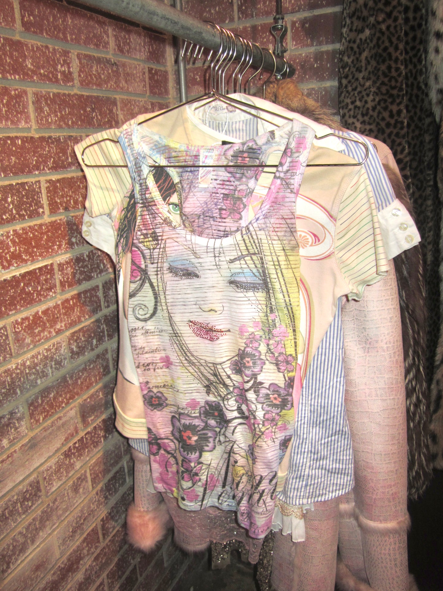 Y2K stretchy sheer glitter tank