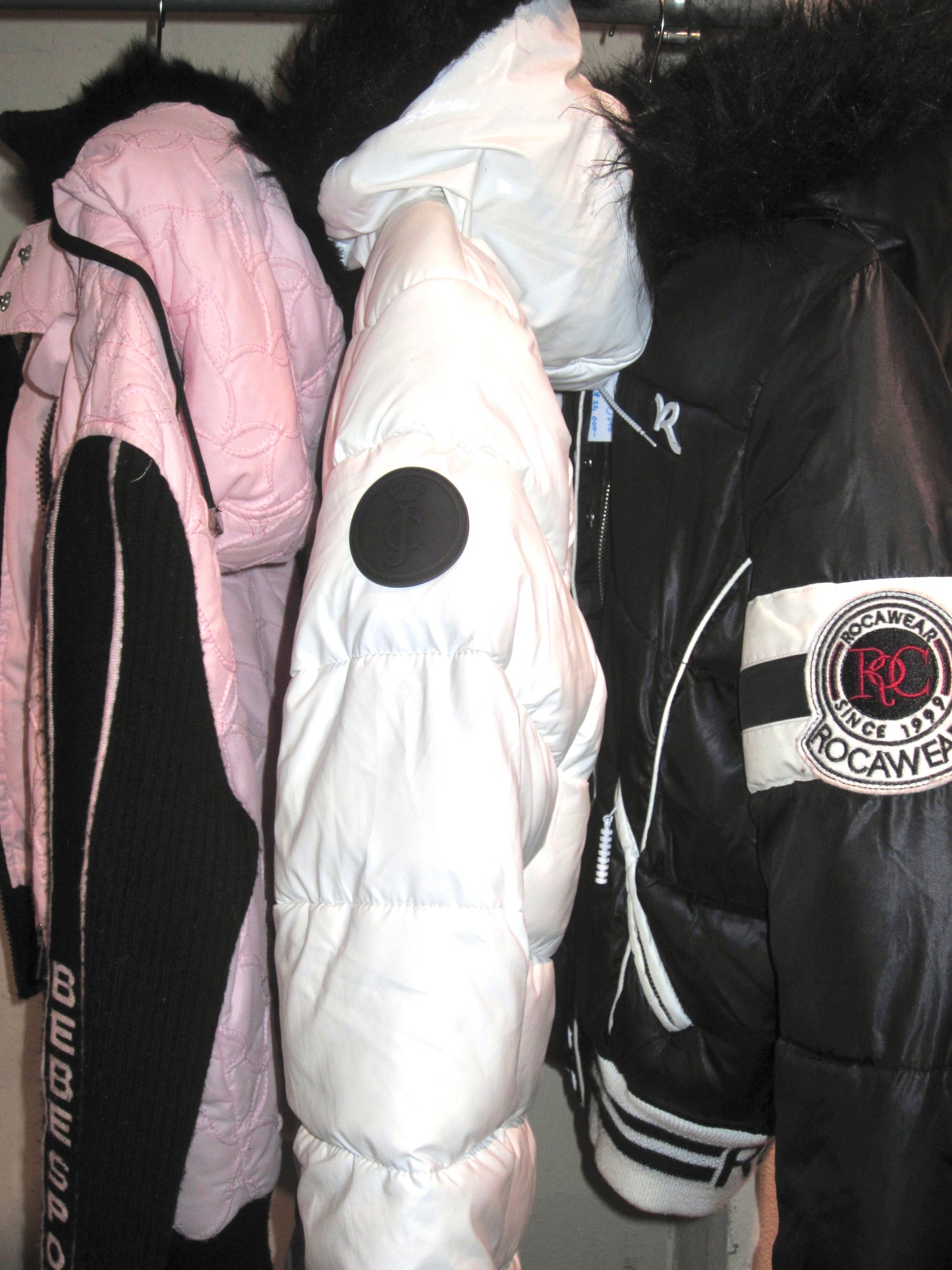 ROCAWEAR women's black and white puffer winter jacket