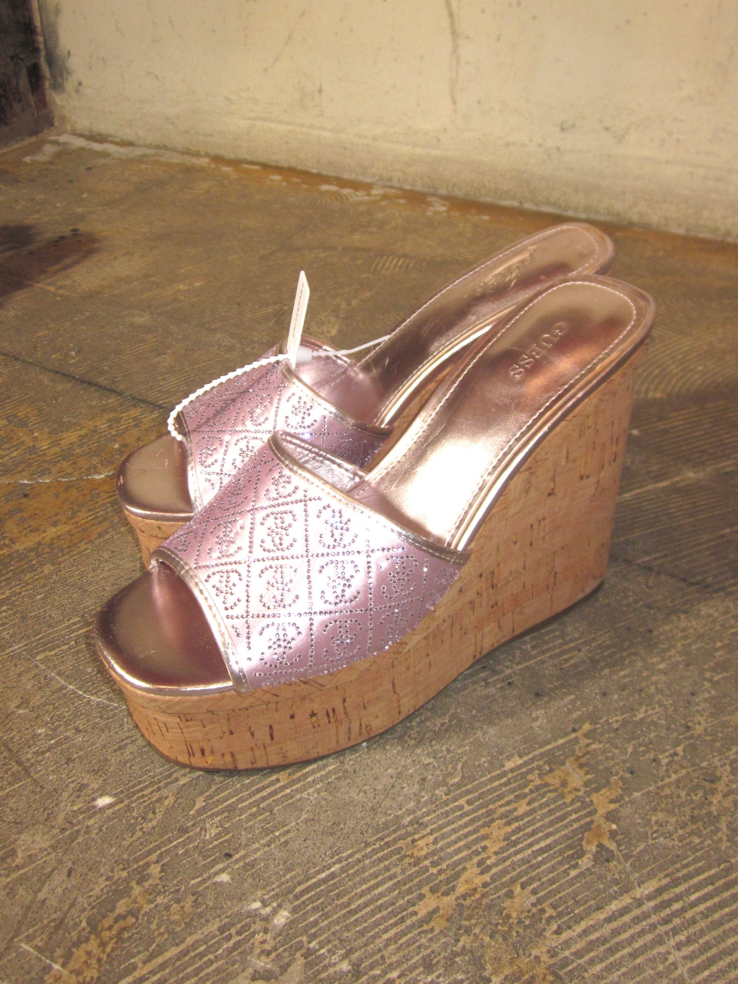 00s guess glitter metallic wedge sole