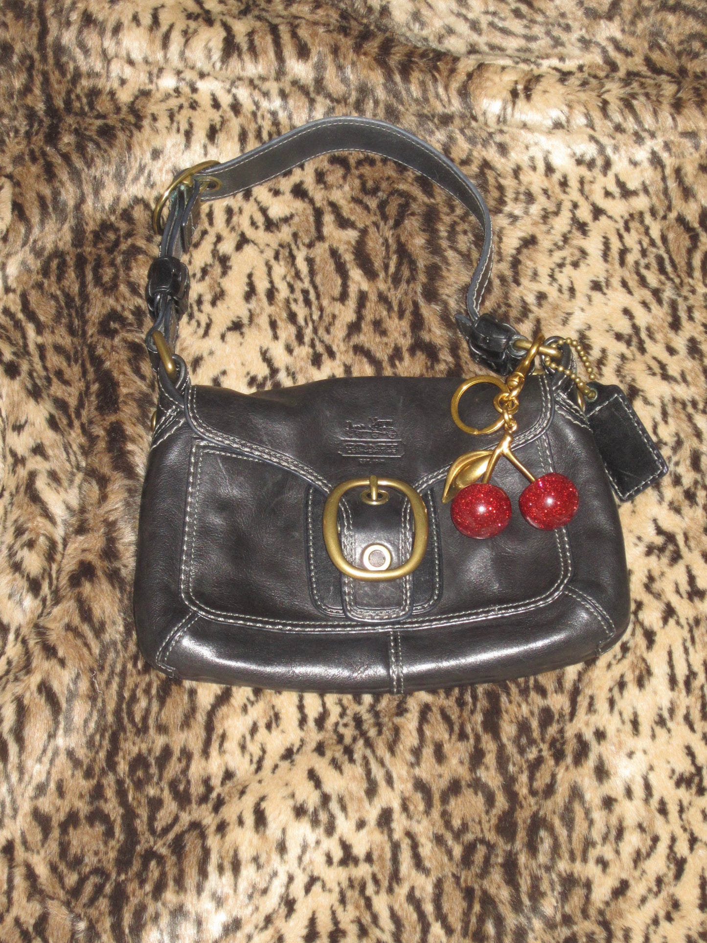 Old coach leather black bag