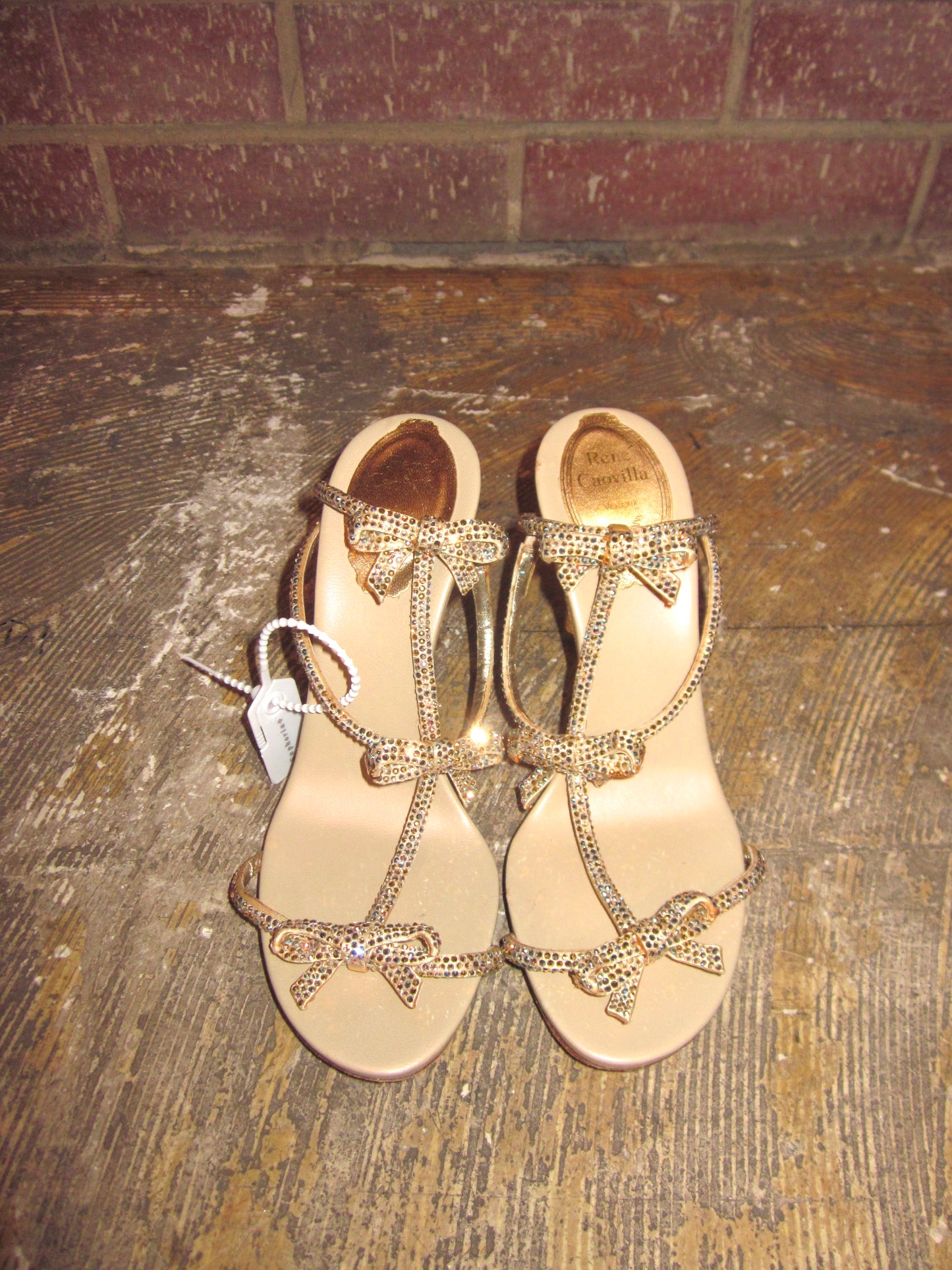 Rene caovilla gold ribbon heel