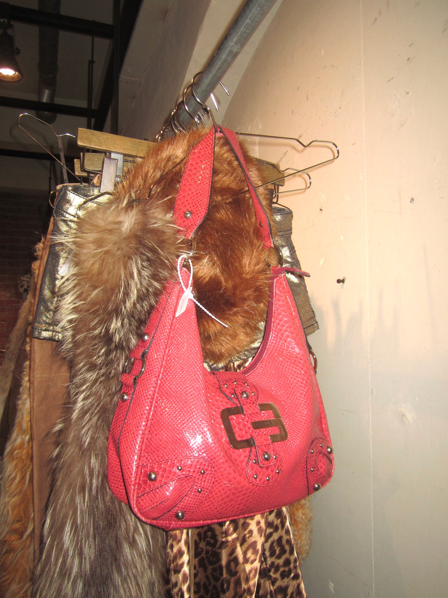 00s guess red croc shoulder bag