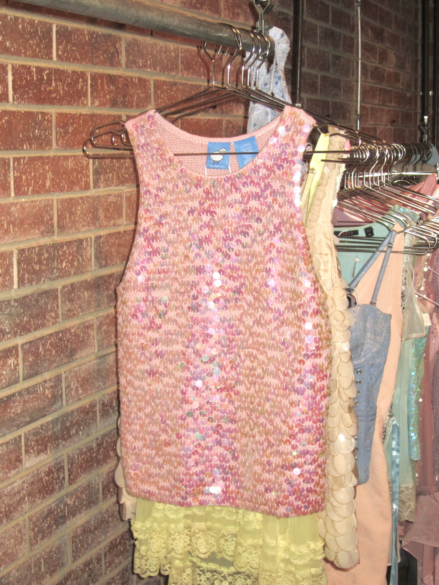 00s pink sequin knit tank