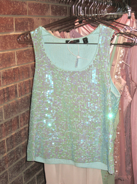 00s US vintage turquoise sequin tank