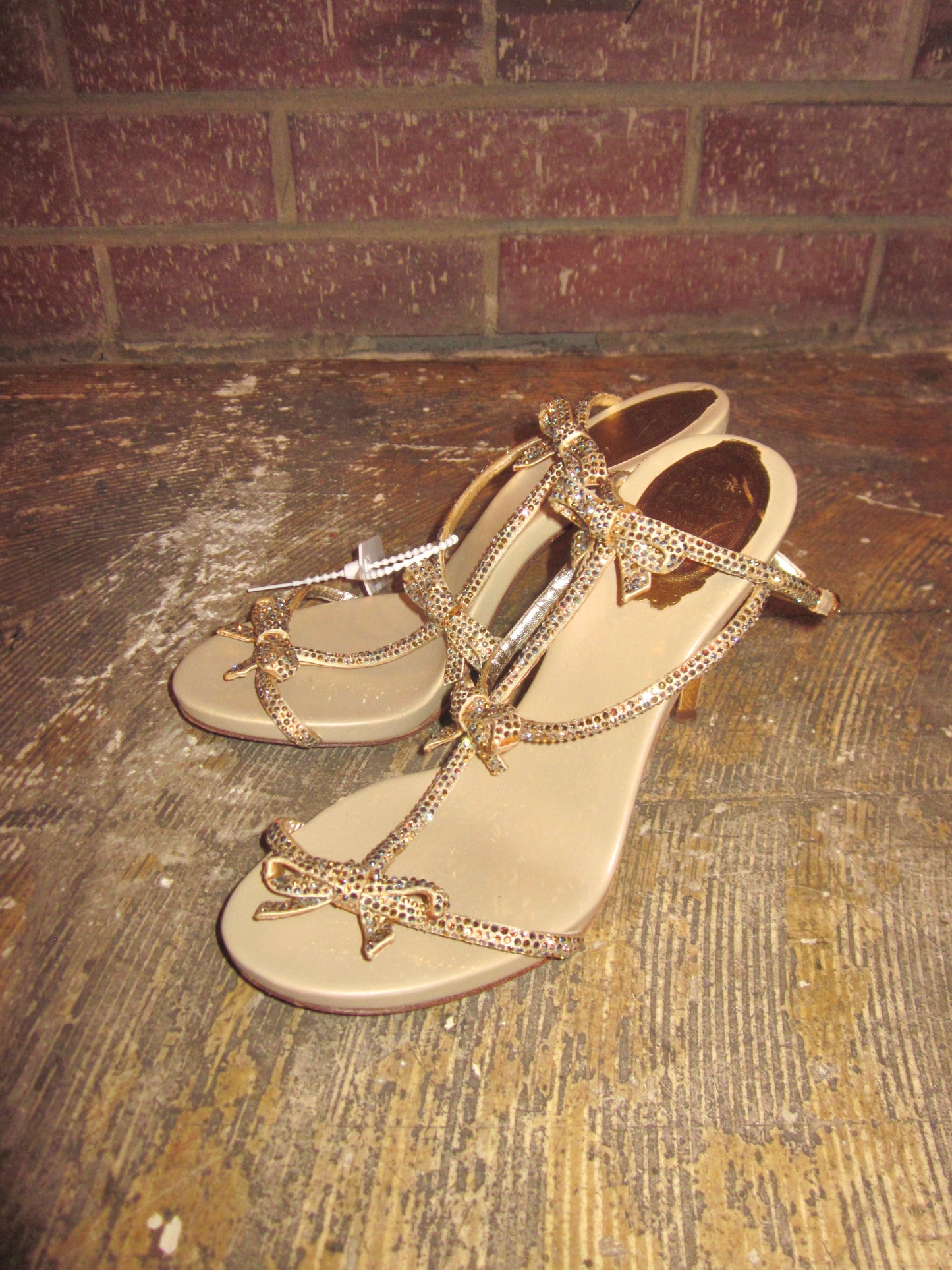Rene caovilla gold ribbon heel