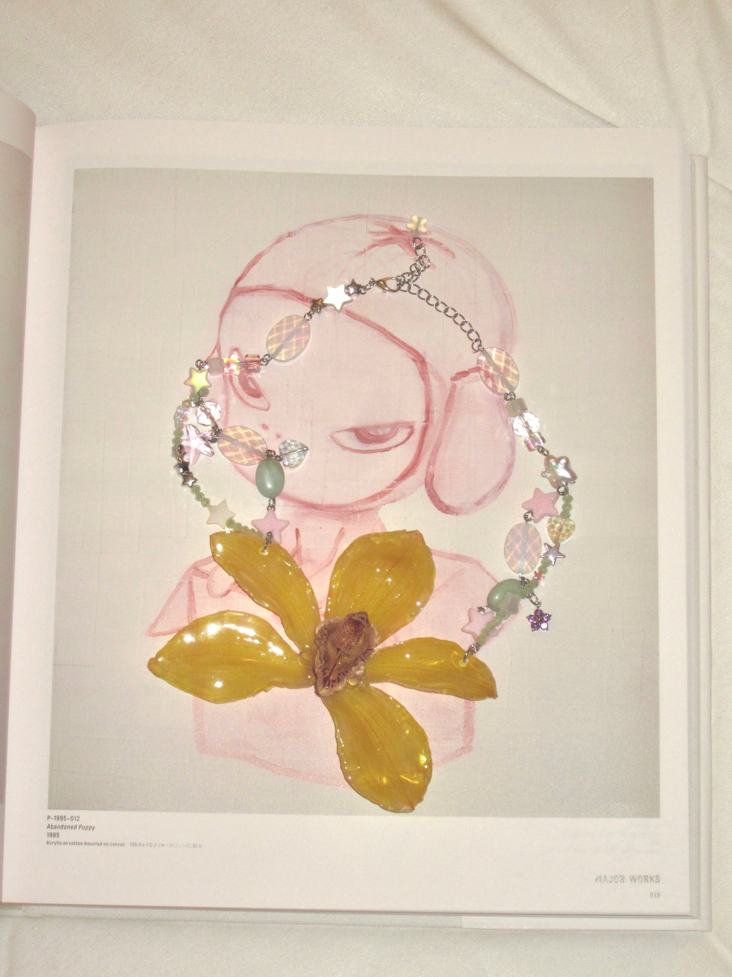 “Sun tinted memory” real flower necklace