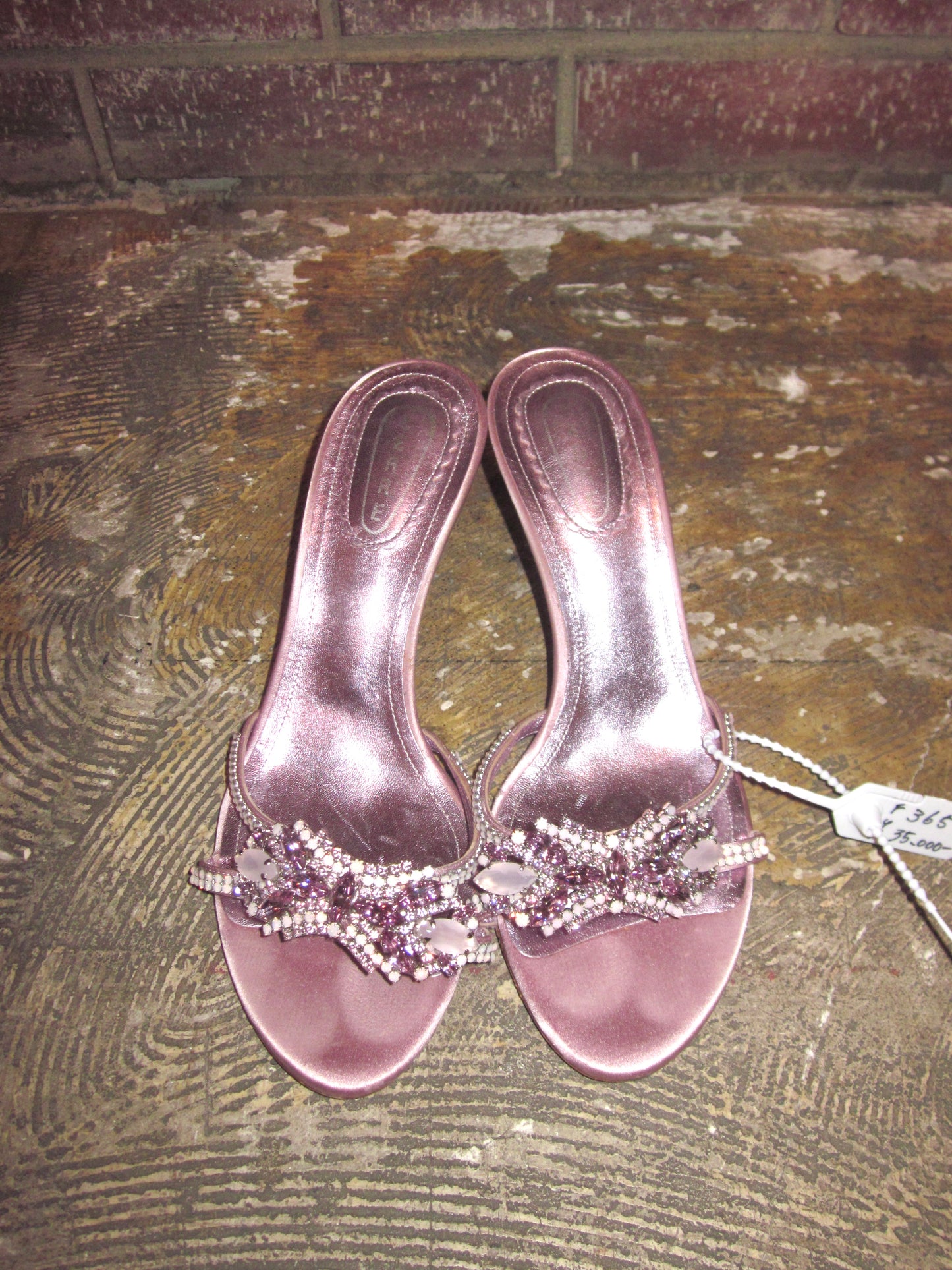 Vintage Purple glow bejeweled mule