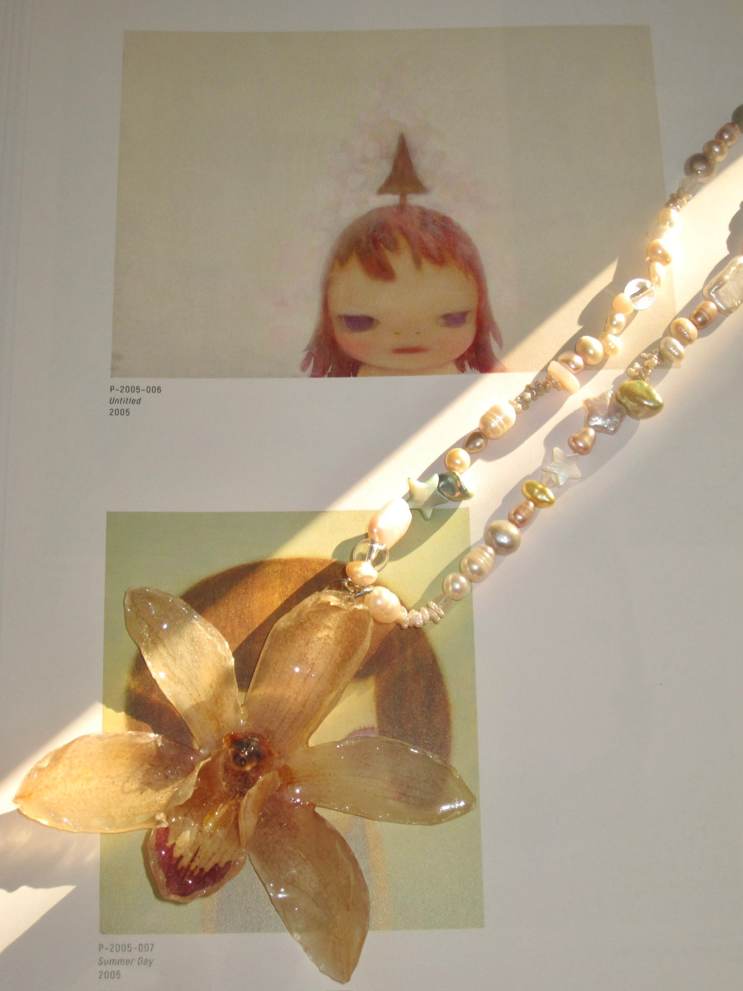 “Caramel butter” real flower necklace