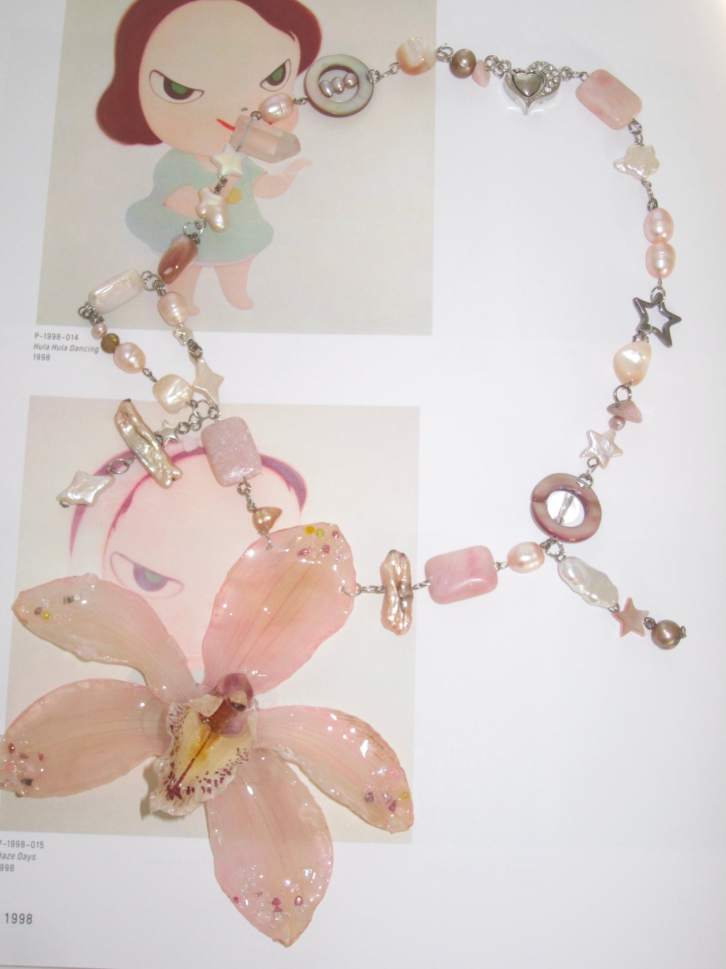 “Peach juice” handmade real flower necklace