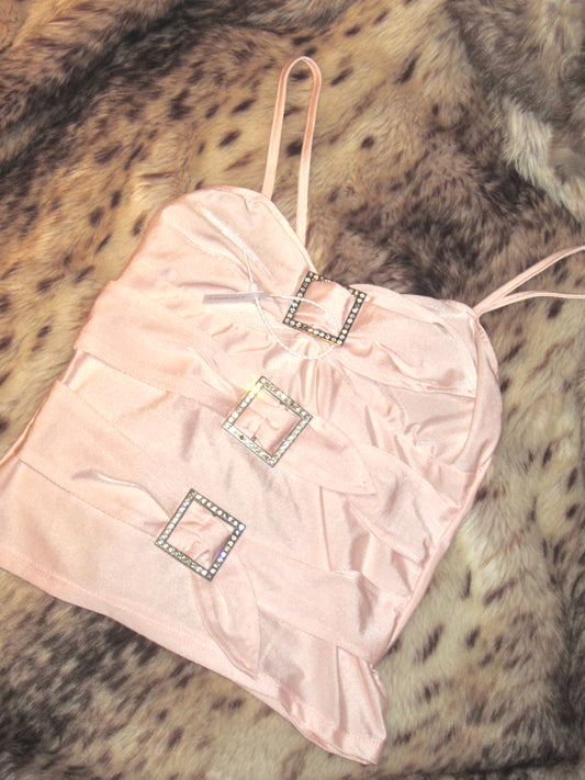 Baby pink triple buckle camo