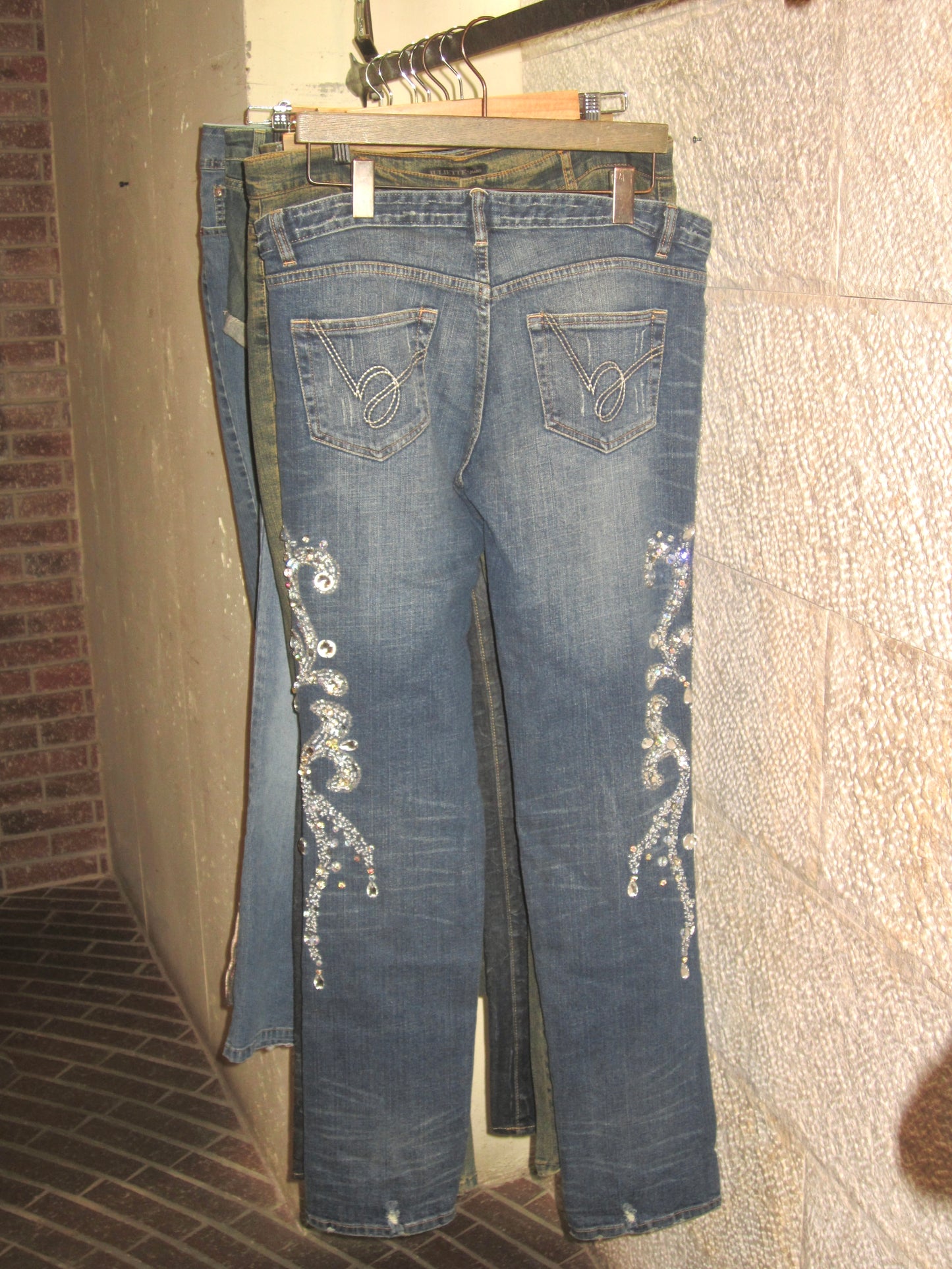 00s Swarovski diamonds snow denim