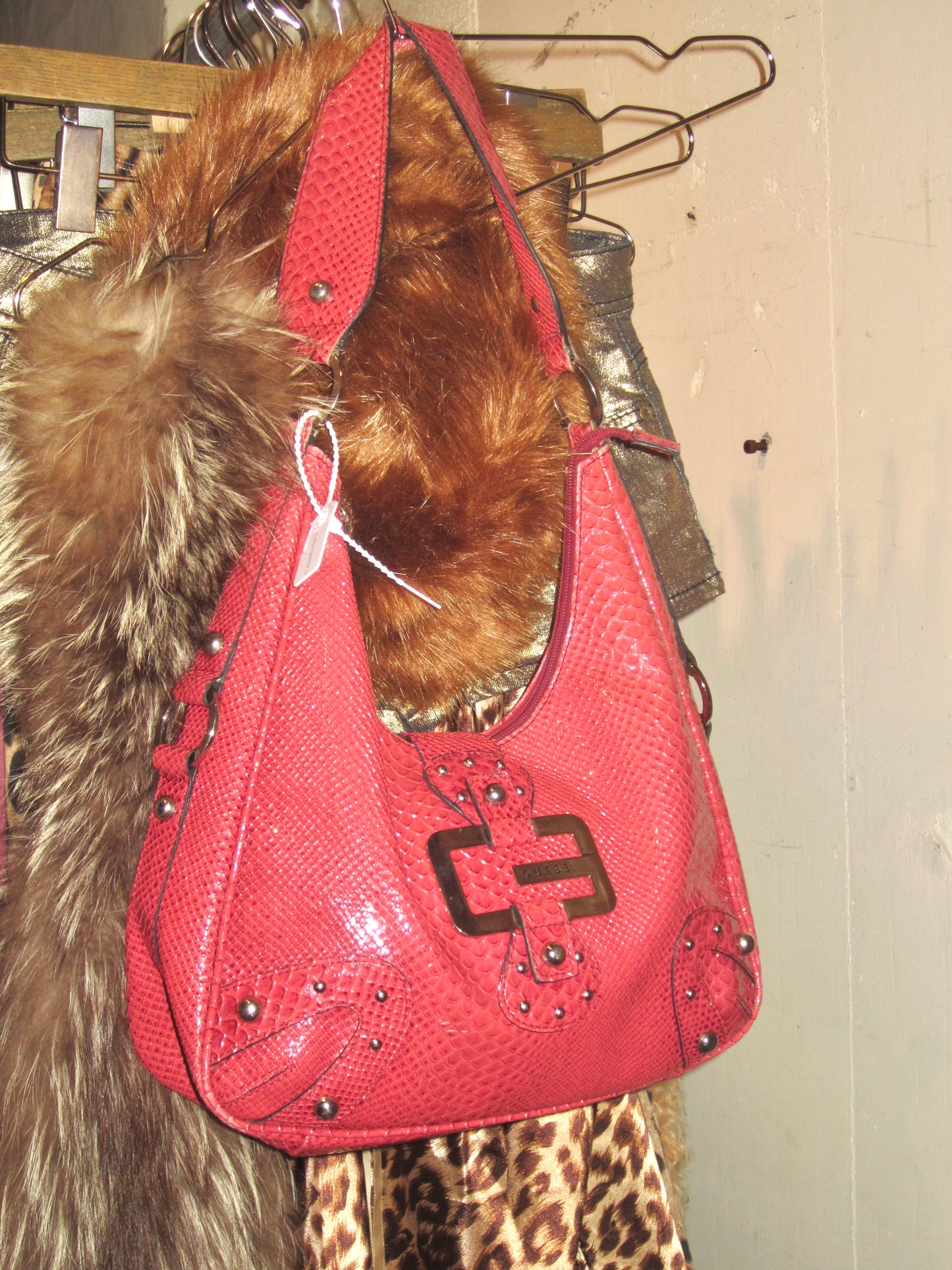 00s guess red croc shoulder bag
