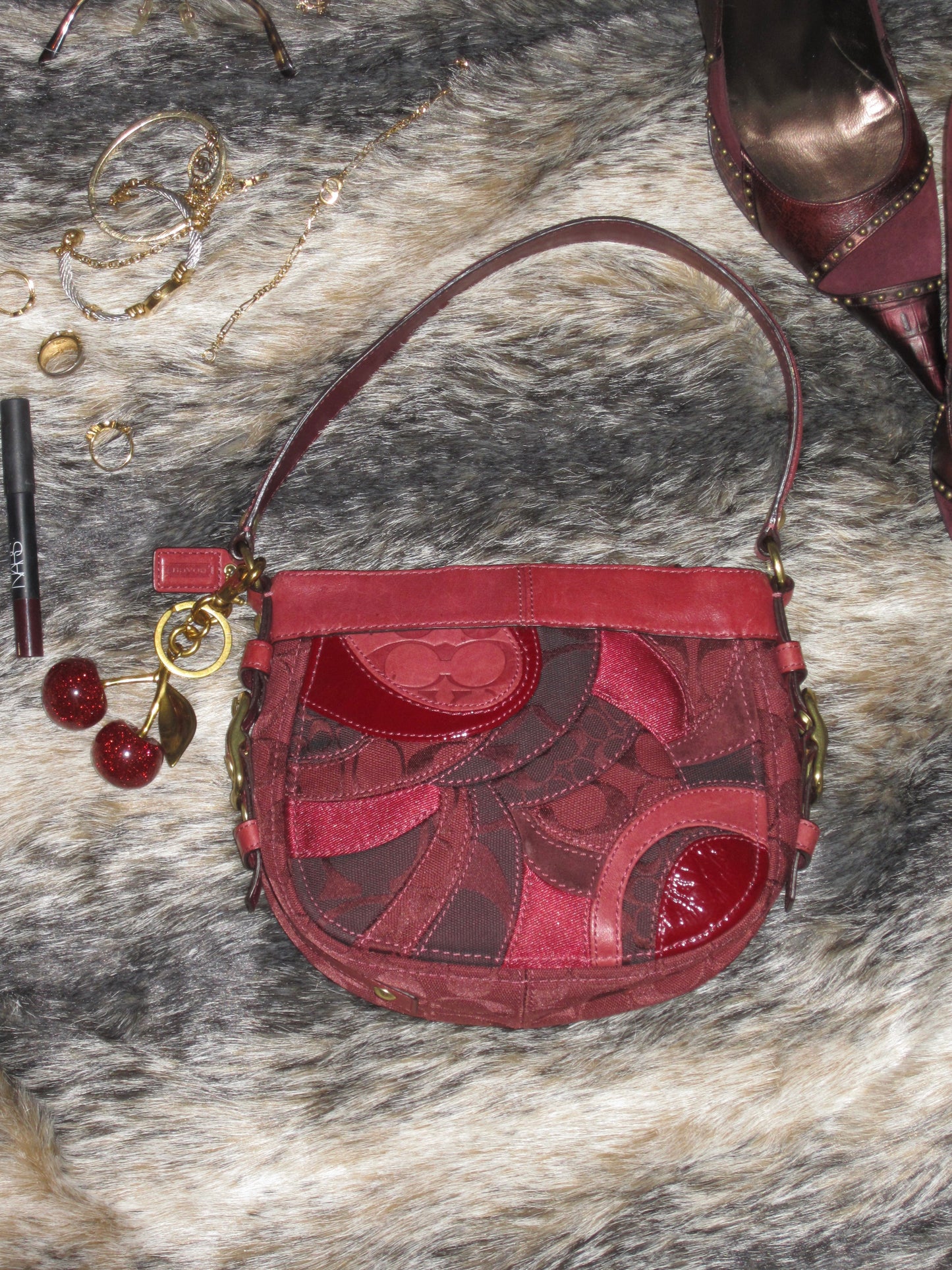 Old coach cherry leather bag