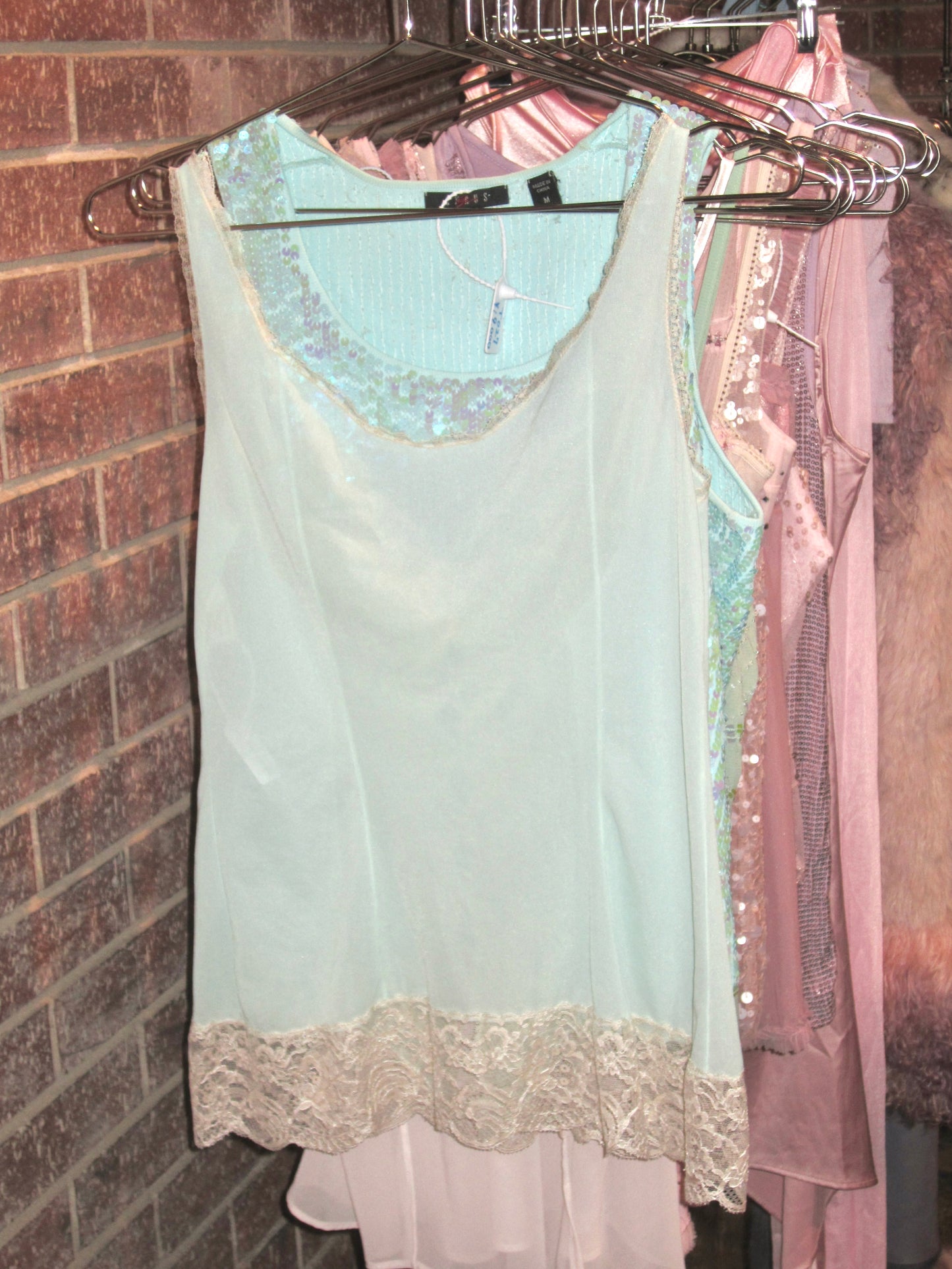 Vintage 90s Vassarette Baby blue lace tops