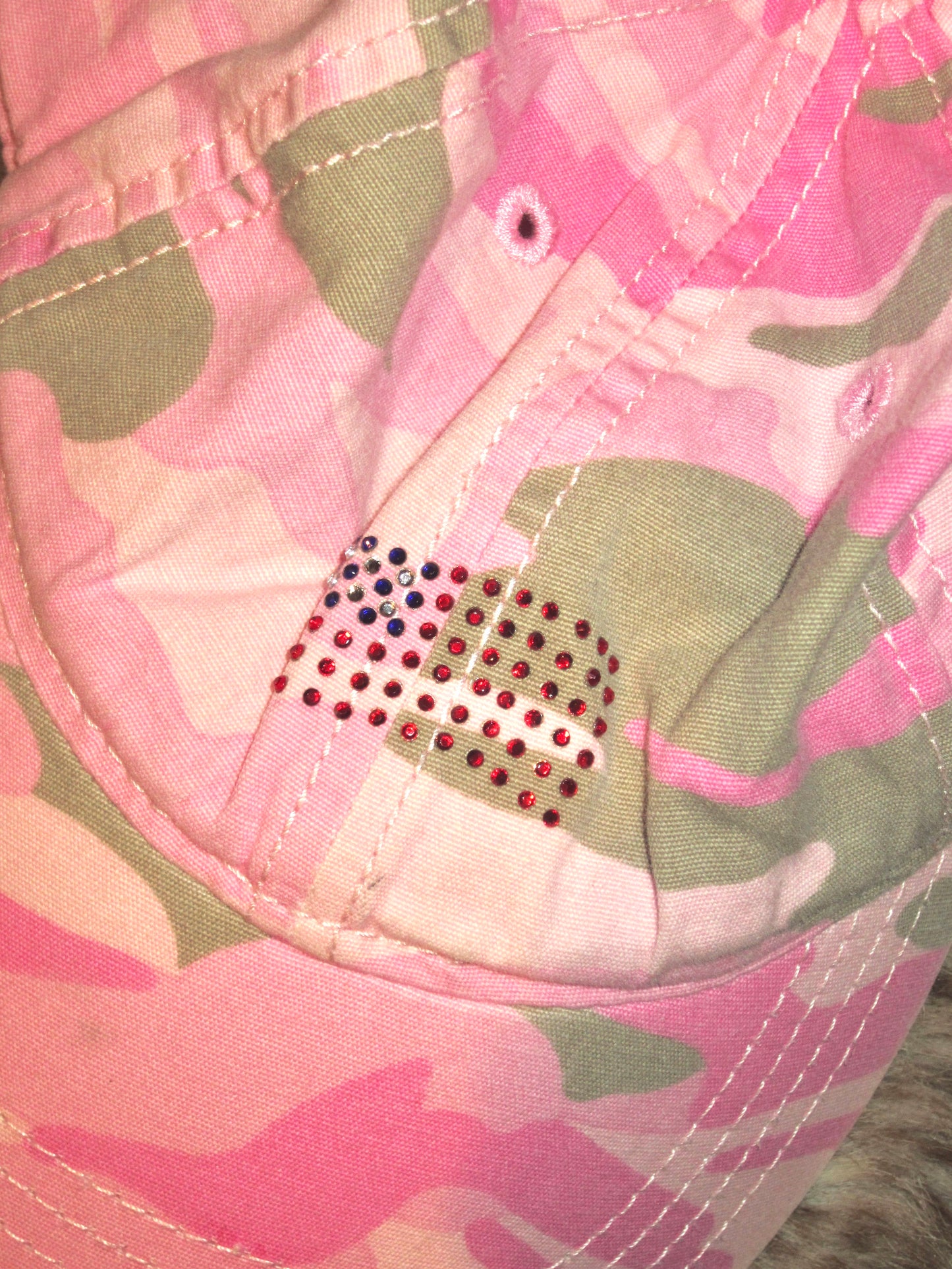 Camo US flag rhinestone cap