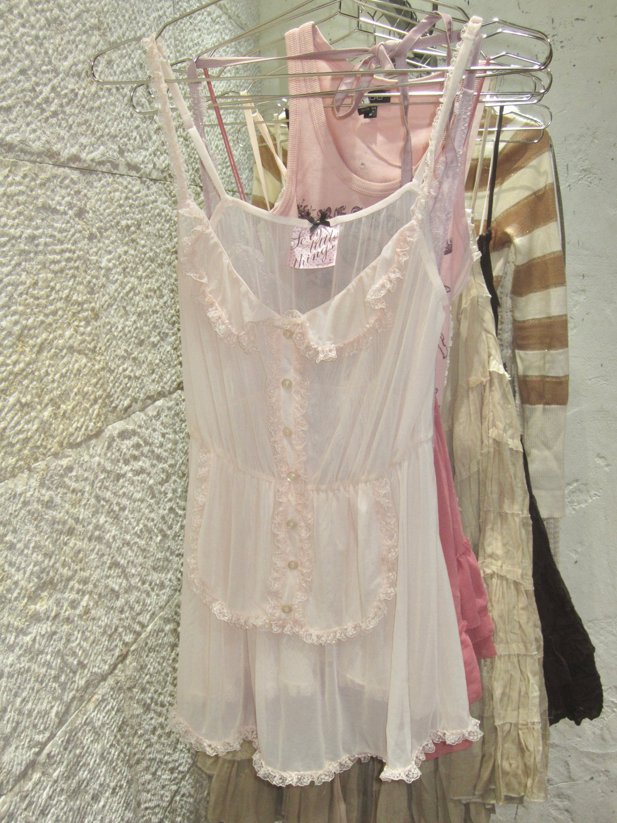 Ivory Button Front Lace Slip