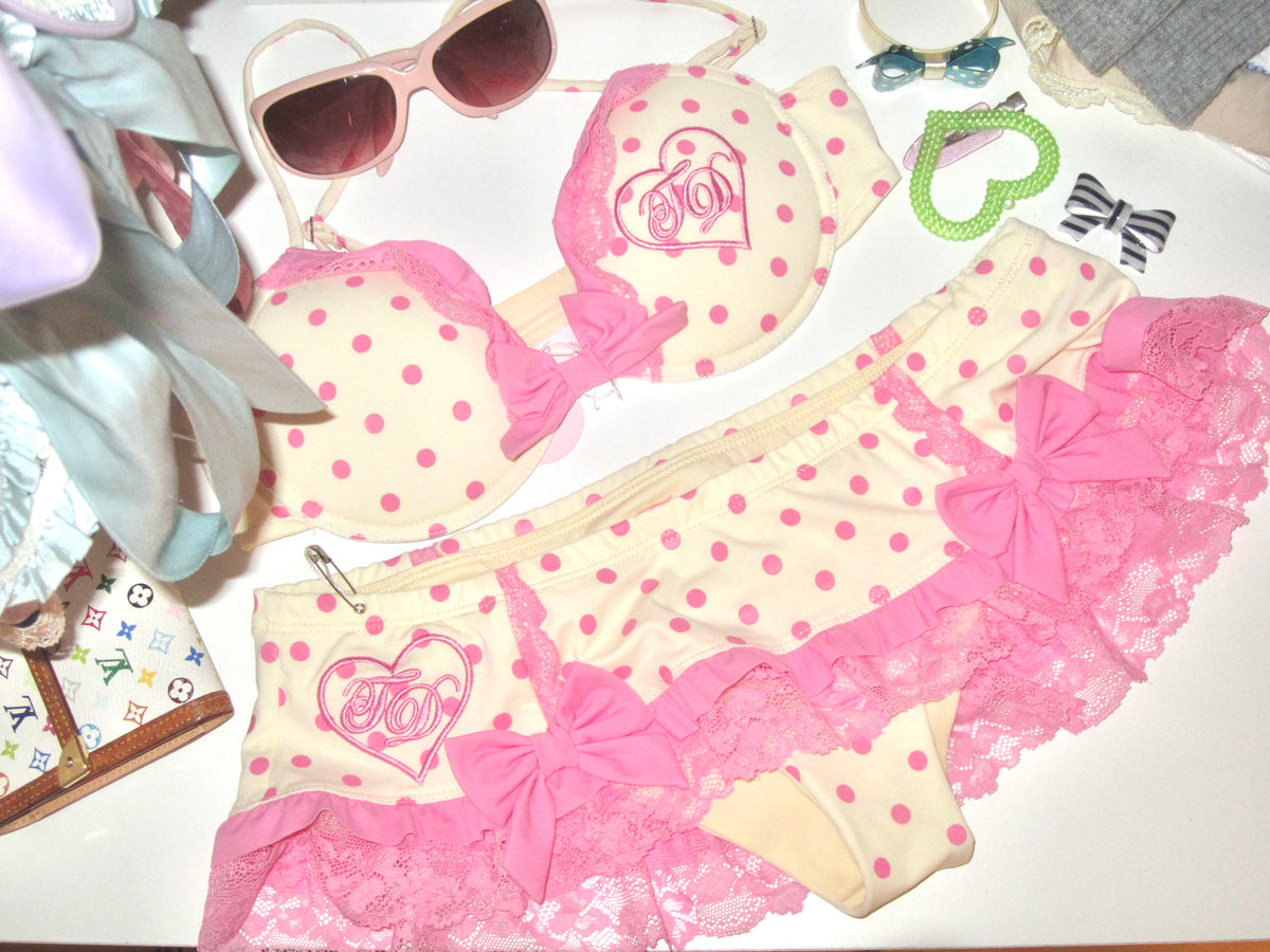 Pink Dot Ribbon Lingerie Set