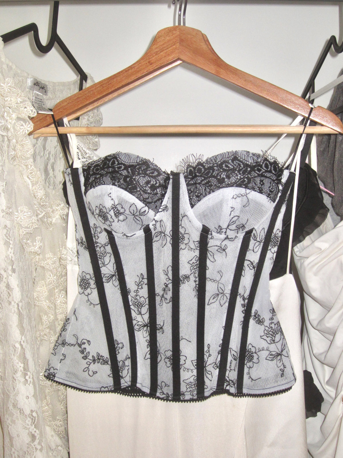 Monochrome Floral Lace Corset