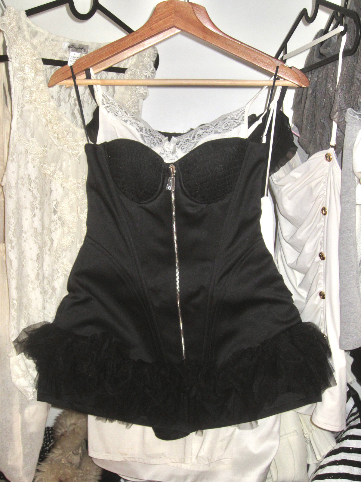 Black Zip Ruffle Corset