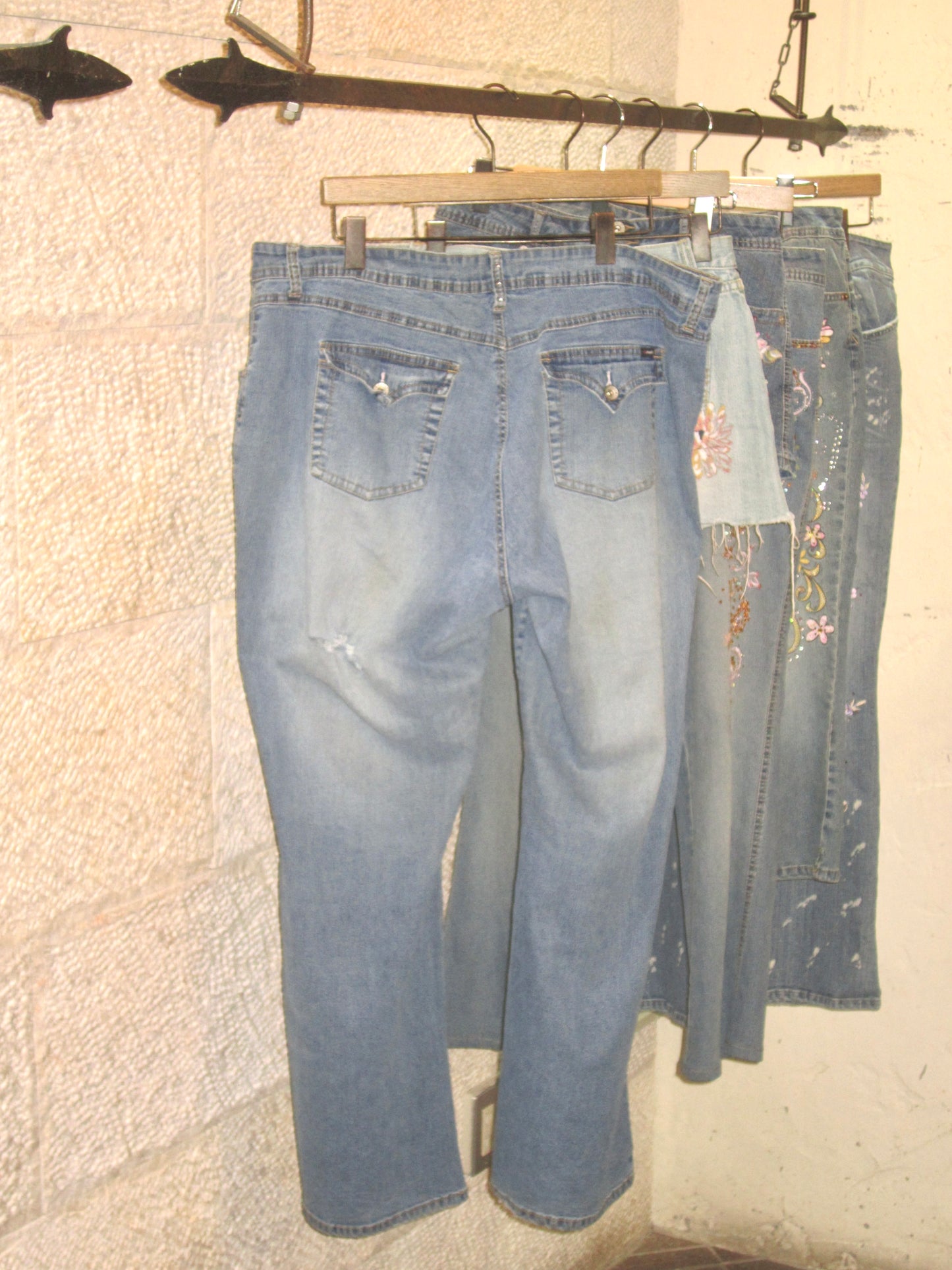 00s flower embroidered denim